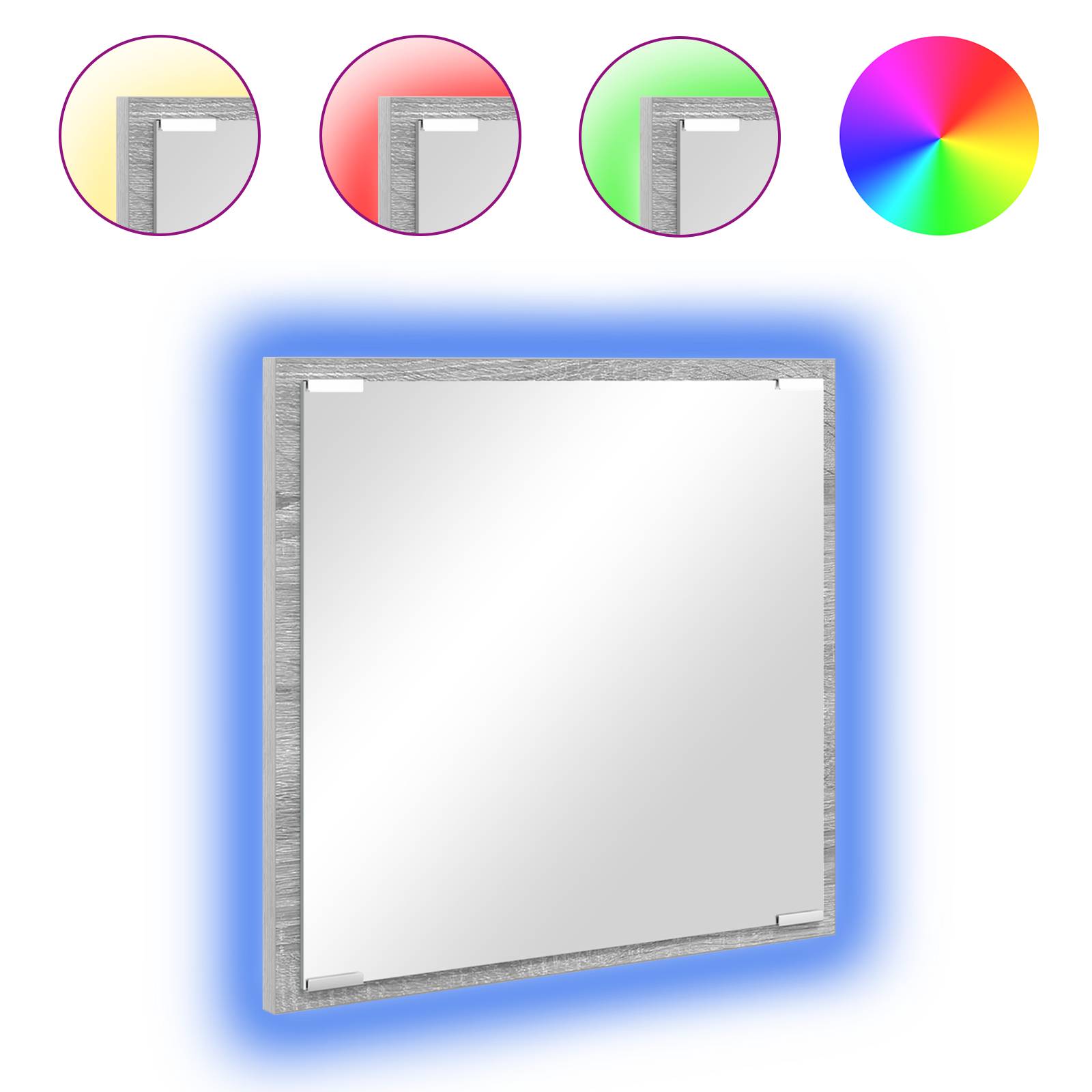 vidaXL LED Badezimmer Spiegel Grauer Sonoma 40x8.5x37 cm Werkstoff Holz