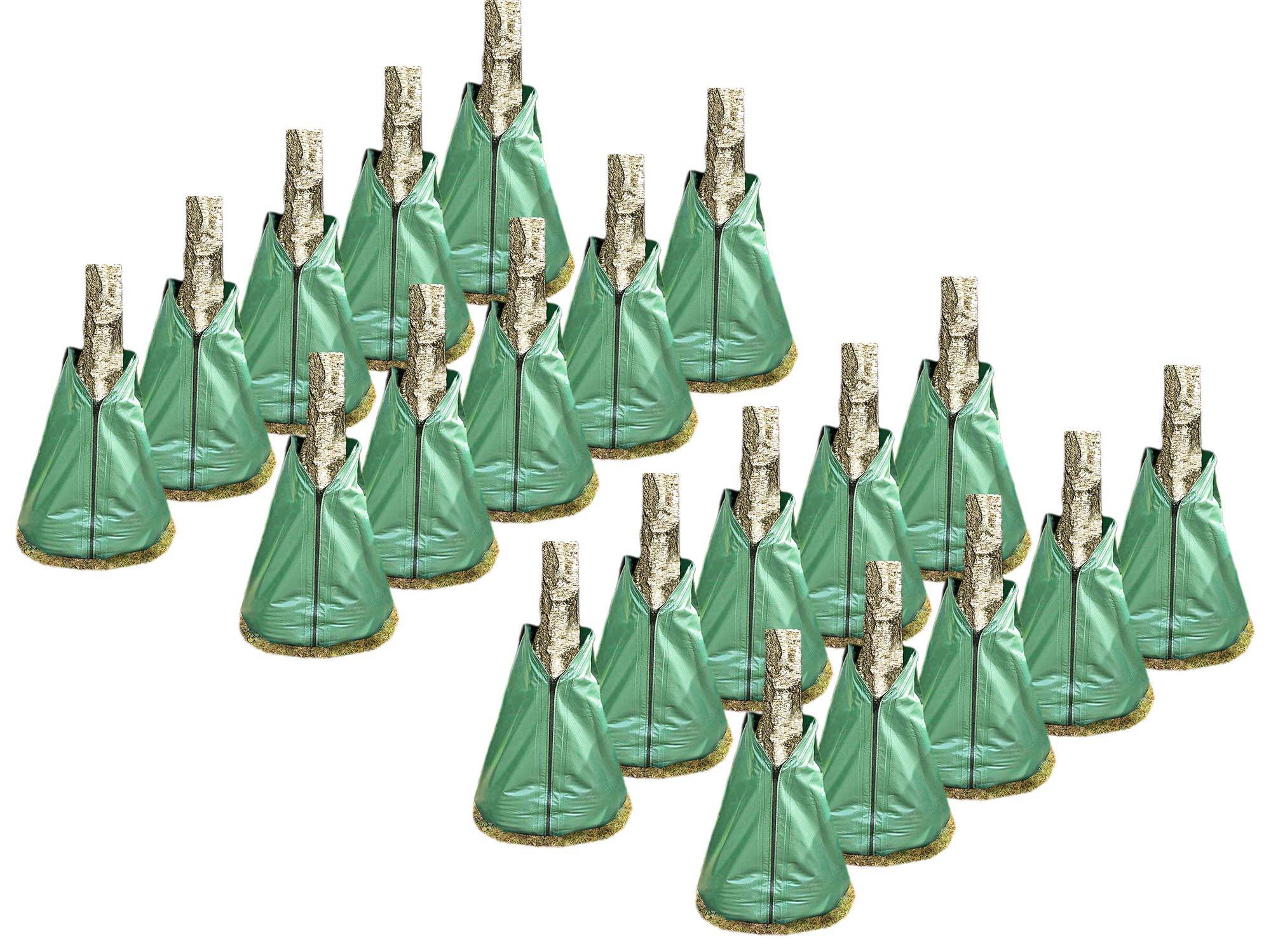 Novatool 20x Säcke für Baumbewässerung 75 Liter Grün Bewässerungsbeutel aus robustem PVC Baumsäcke Bewässerung Baumbewässerung Säcke Wasserbe