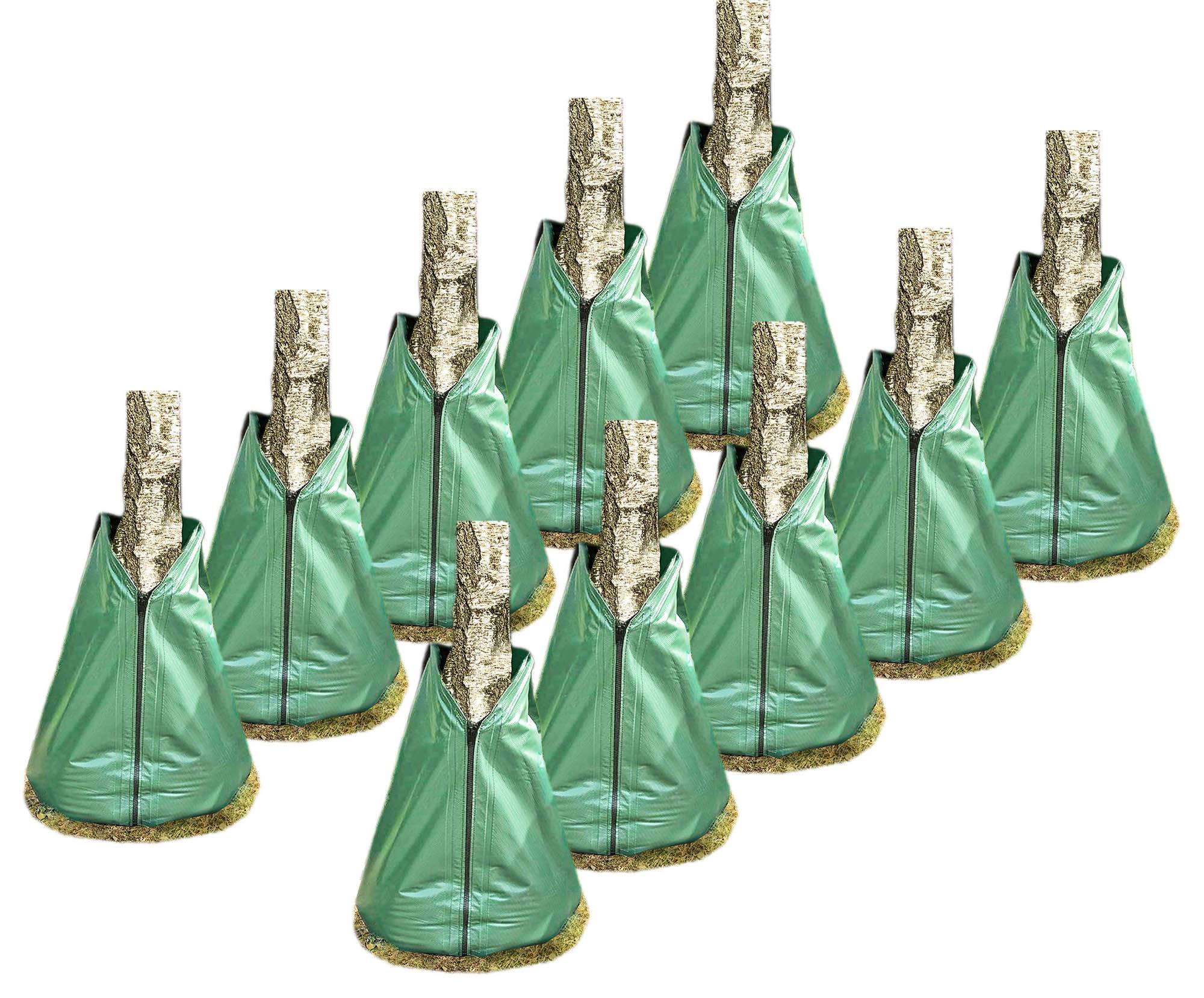 Novatool 10x Säcke für Baumbewässerung 75 Liter Grün Bewässerungsbeutel aus robustem PVC Baumsäcke Bewässerung Baumbewässerung Säcke Wasserbe