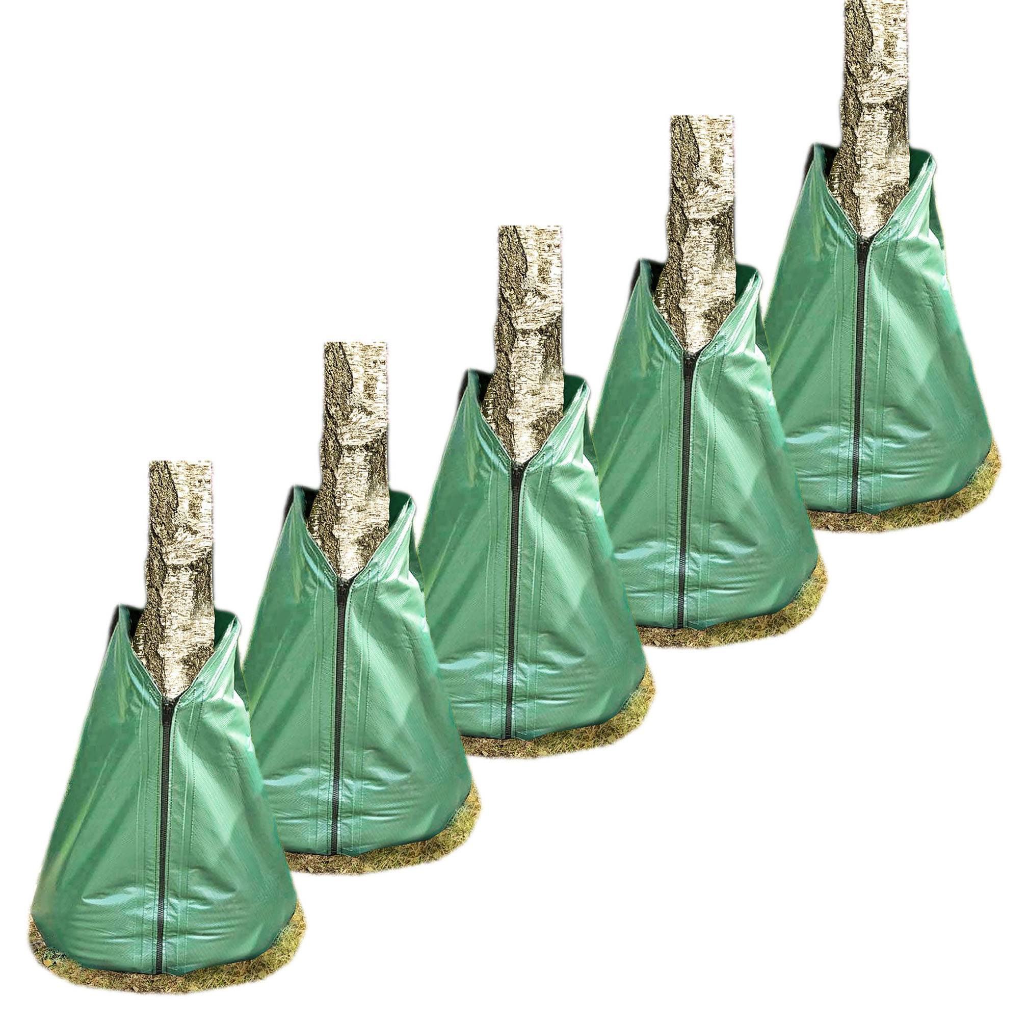 Novatool 5x Säcke für Baumbewässerung 75 Liter Grün Bewässerungsbeutel aus robustem PVC Baumsäcke Bewässerung Baumbewässerung Säcke Wasserbeu