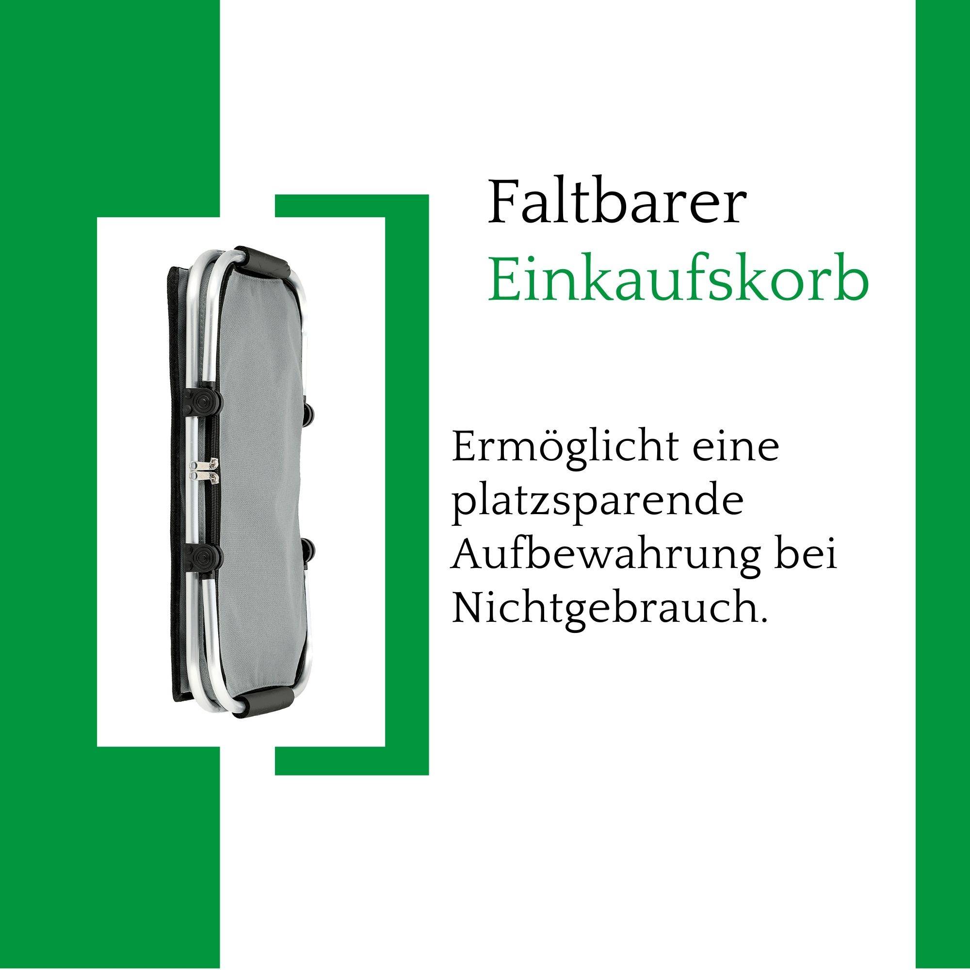 Novaliv 4x Einkaufskorb faltbar mit Kühlfunktion 30 Liter GRAU Isolierkorb mit gepolsterten Tragegriffen und Reißverschluss am Deckel Tragekorb