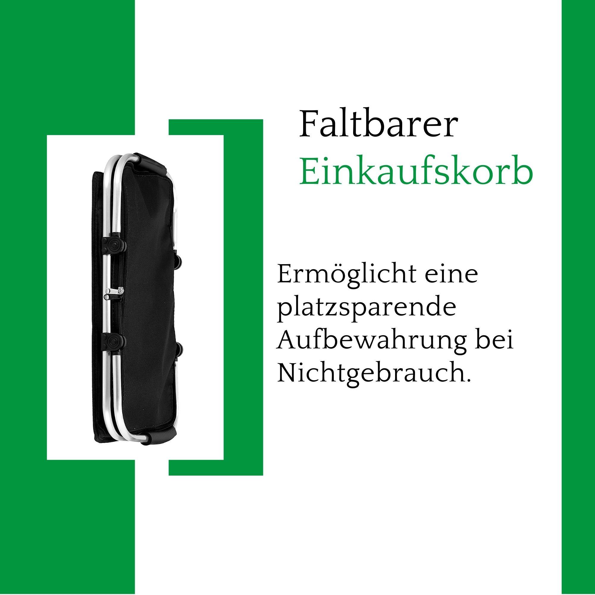 Novaliv Einkaufskorb faltbar mit Kühlfunktion 30 Liter SCHWARZ Isolierkorb mit gepolsterten Tragegriffen und Reißverschluss am Deckel Tragekorb