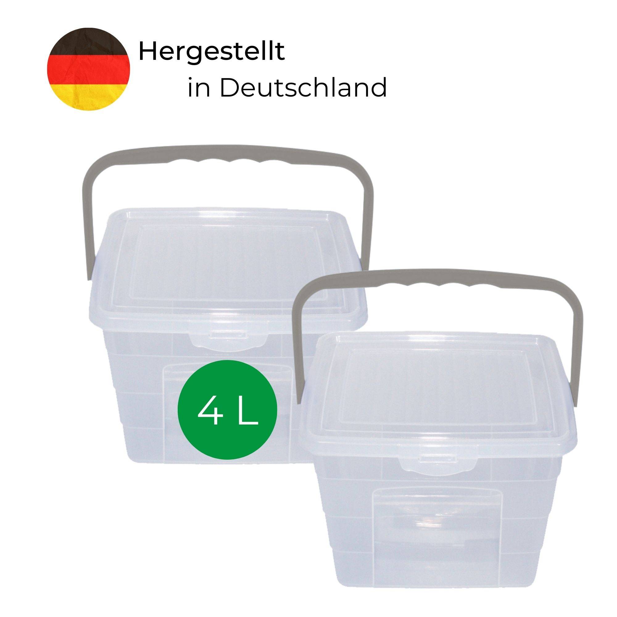 Novaliv 2x Waschmittelbox mit Deckel 4 Liter I Transparent I 23,5 x 18 x 18,5 cm I Box Waschpulver Aufbewahrungsbox mit Henkel Waschmittel