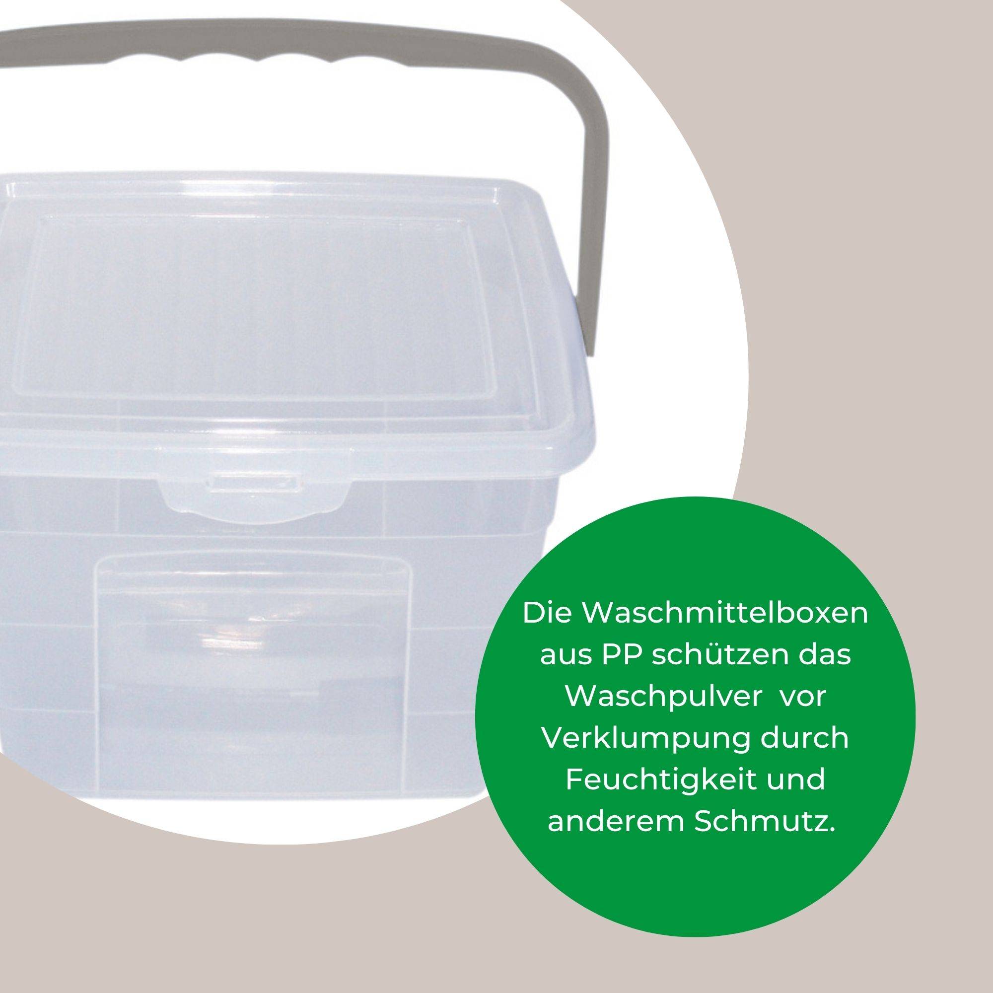 Novaliv 10x Waschmittelbox mit Deckel 7 Liter I Transparent I 23,5 x 18 x 26,5 cm I Box Waschpulver Aufbewahrungsbox mit Henkel Waschmittel