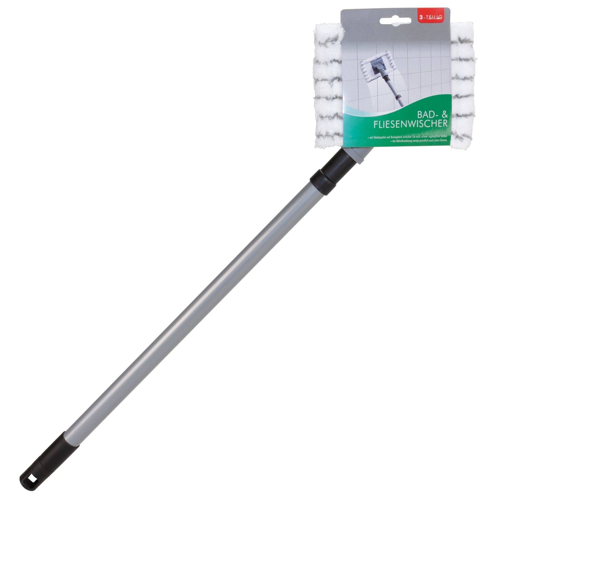 Novaliv Fliesenreiniger Bad Wand mit Teleskopstiel inkl. Mikrofaser Bezug Fliesenwischer Badwischer Fliesenputzer Bad