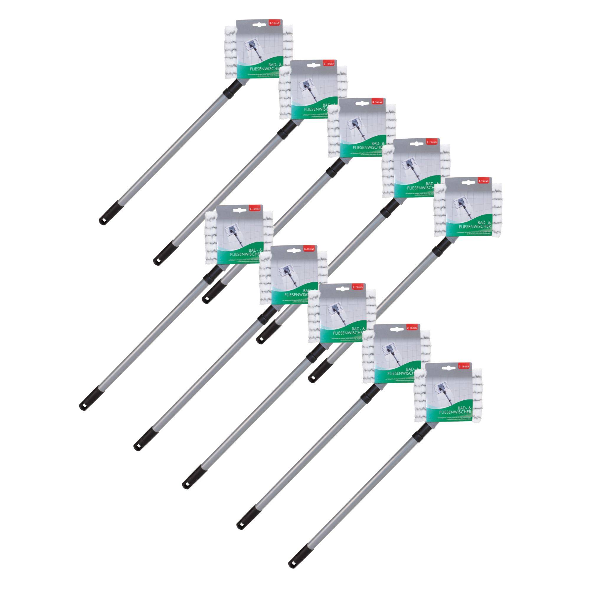 Novaliv 10x Fliesenreiniger Bad Wand mit Teleskopstiel inkl Mikrofaser Bezug Fliesenwischer Badwischer Fliesenputzer Bad