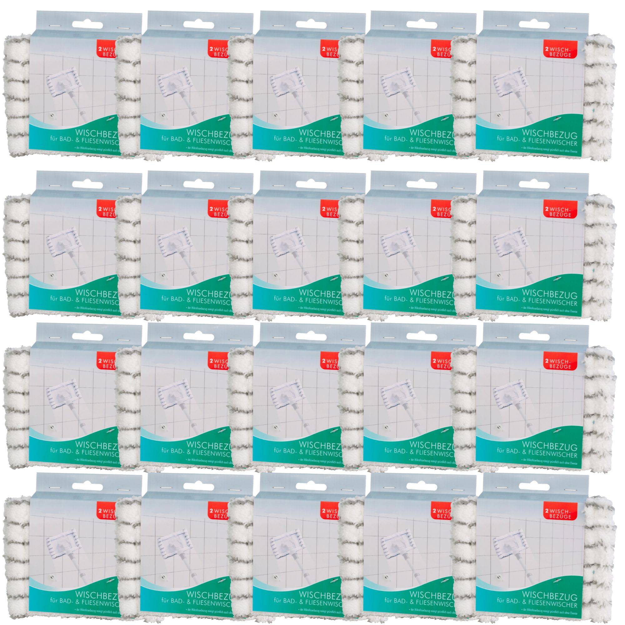 Novaliv 20x Ersatzbezug Mikrofaser Bezug Fliesenreiniger Bad Wand Fliesenwischer Badwischer Fliesenputzer Bad Mop
