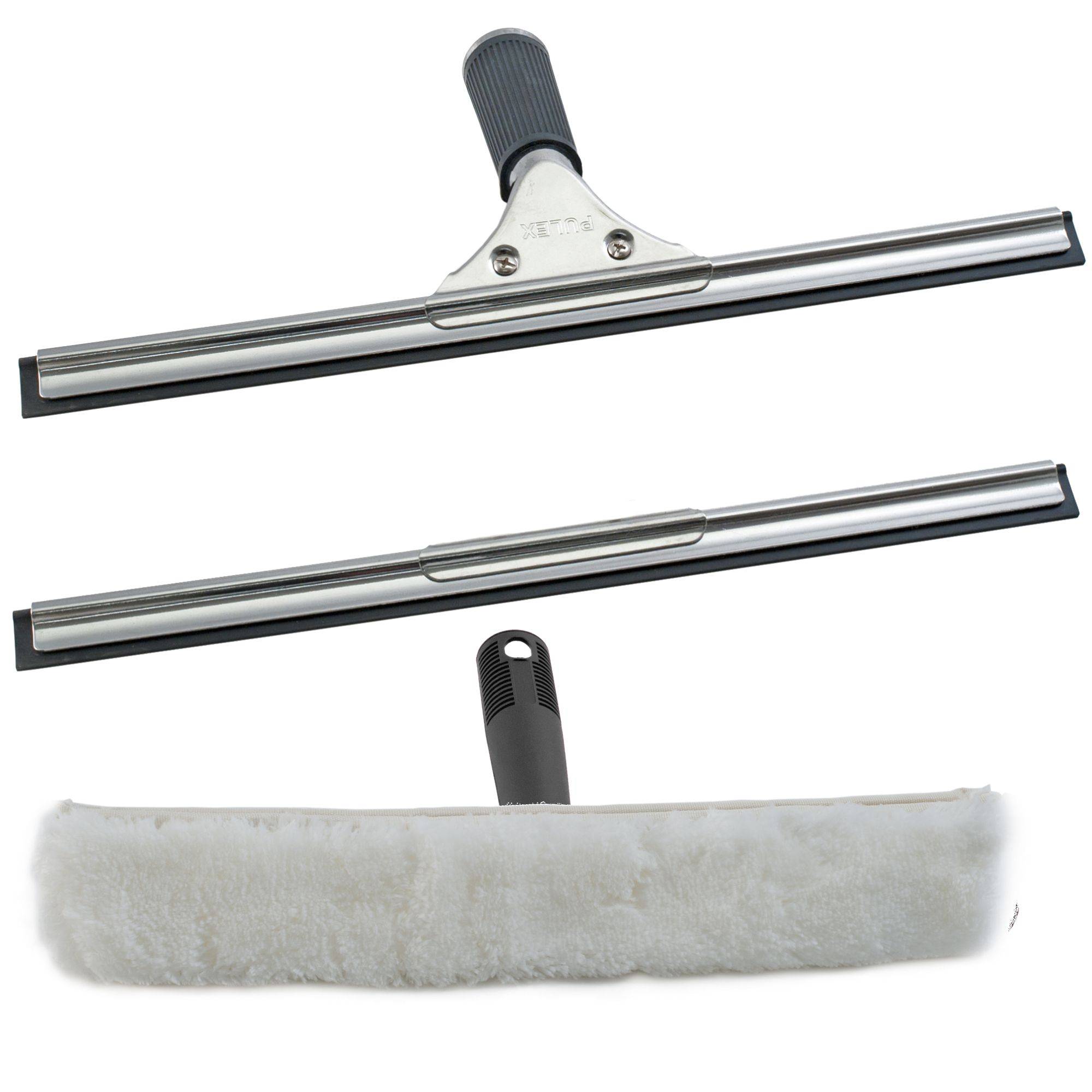 Novaliv Sparset Fensterwischer und Fensterabzieher Profi 35 cm Fensterreiniger Edelstahl mit auswechselbaren Gummilippe Fensterlippe
