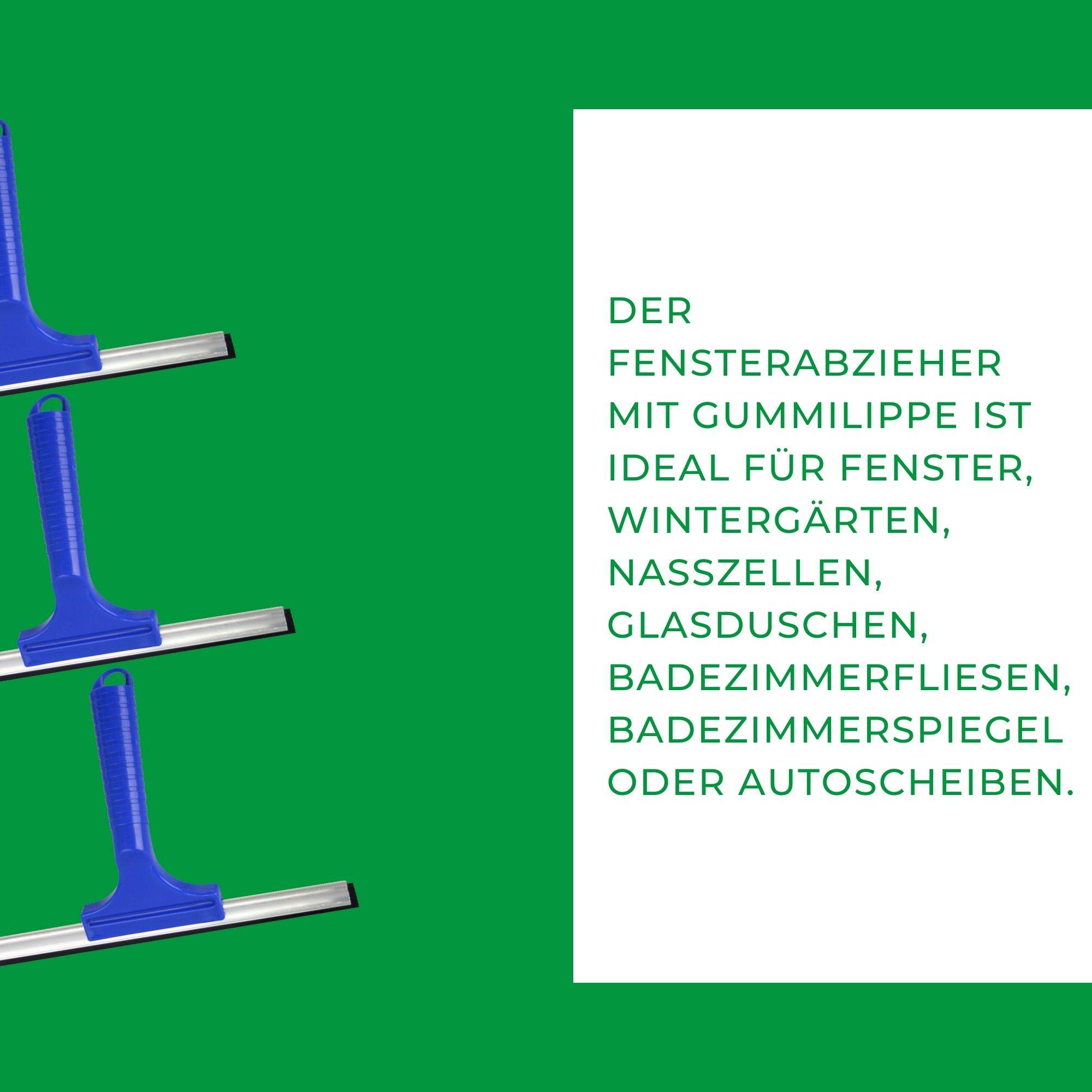 Novaliv Sparset Fensterabzieher 23 + 35 + 45 cm Aluleiste mit Gummilippe für streifenfreies Abziehen Blau Fensterreiniger Fensterreinigung Abzieher