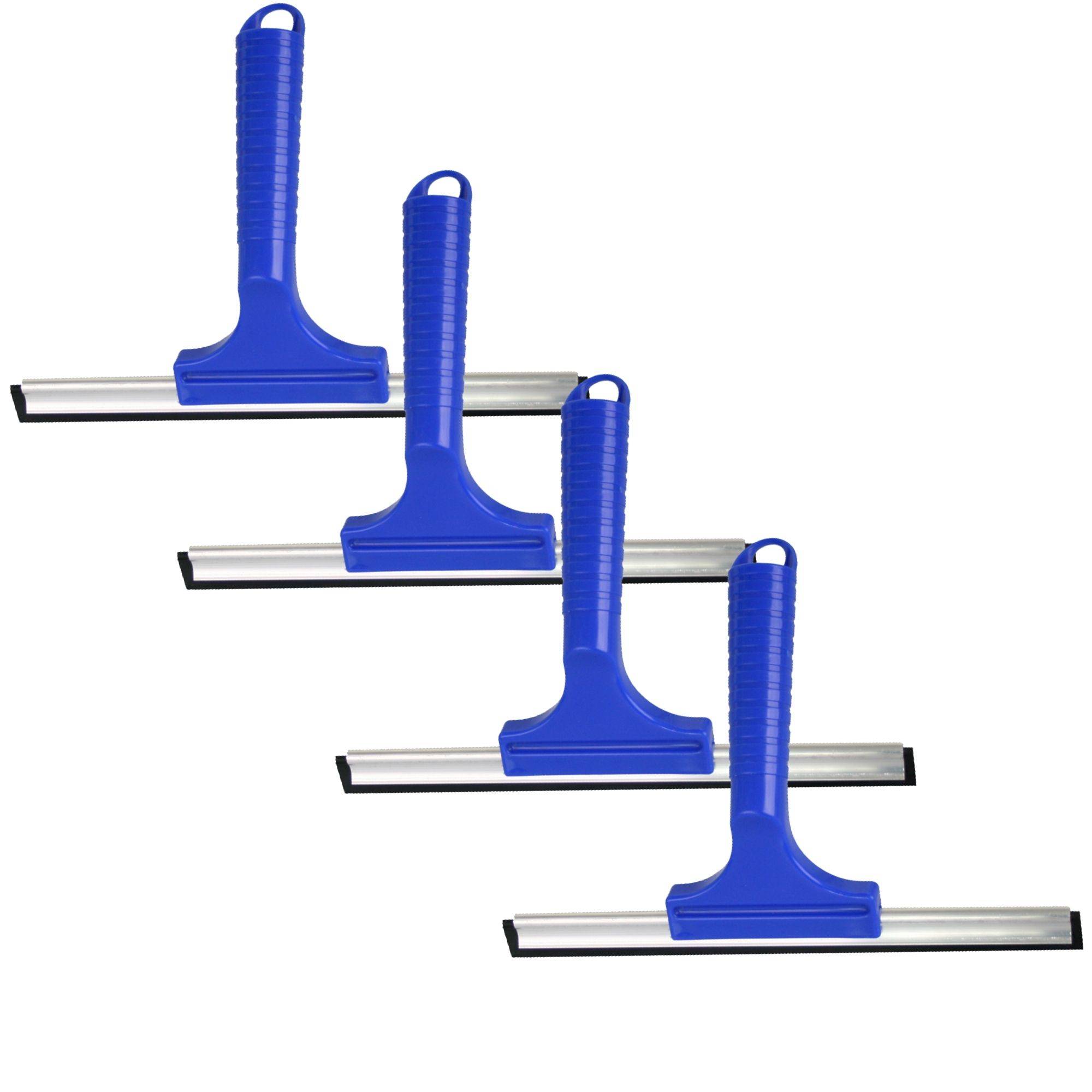 Novaliv 4x Fensterabzieher 35 cm Aluleiste mit Gummilippe für streifenfreies Abziehen Blau Fensterreiniger Fensterlippe Fensterreinigung Abzieher