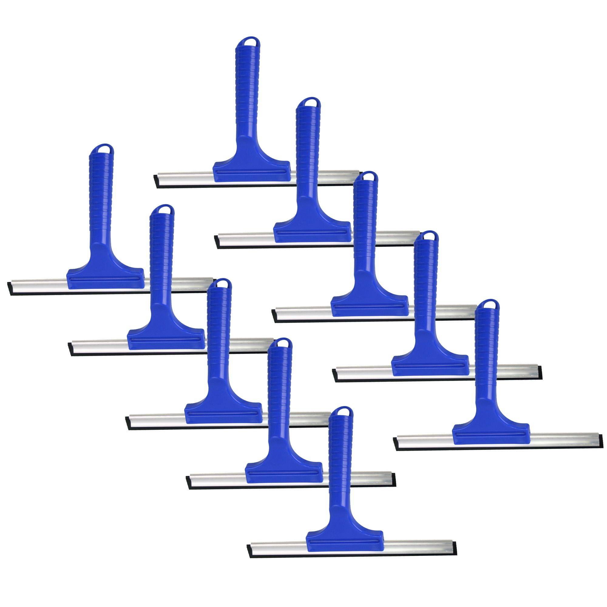 Novaliv 10x Fensterabzieher 23 cm Aluleiste mit Gummilippe für streifenfreies Abziehen Blau Fensterreiniger Fensterlippe Fensterreinigung Abzieher