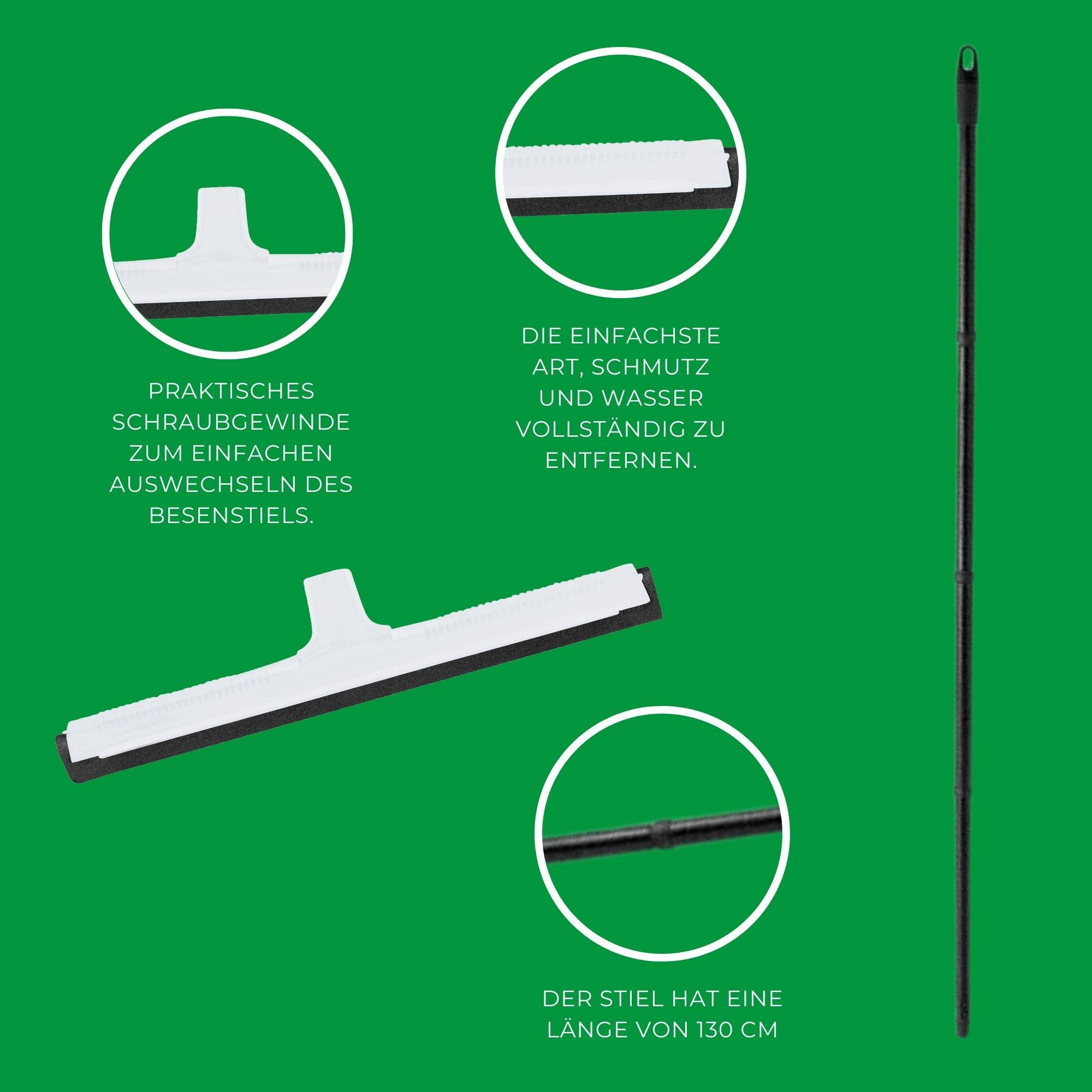 Novaliv 4x Duschabzieher langer Metallstiel Kunststoff 43cm Bodenabzieher Dusche Terasse groß Fensterreiniger Wasserschieber Boden Pool Badabzieher