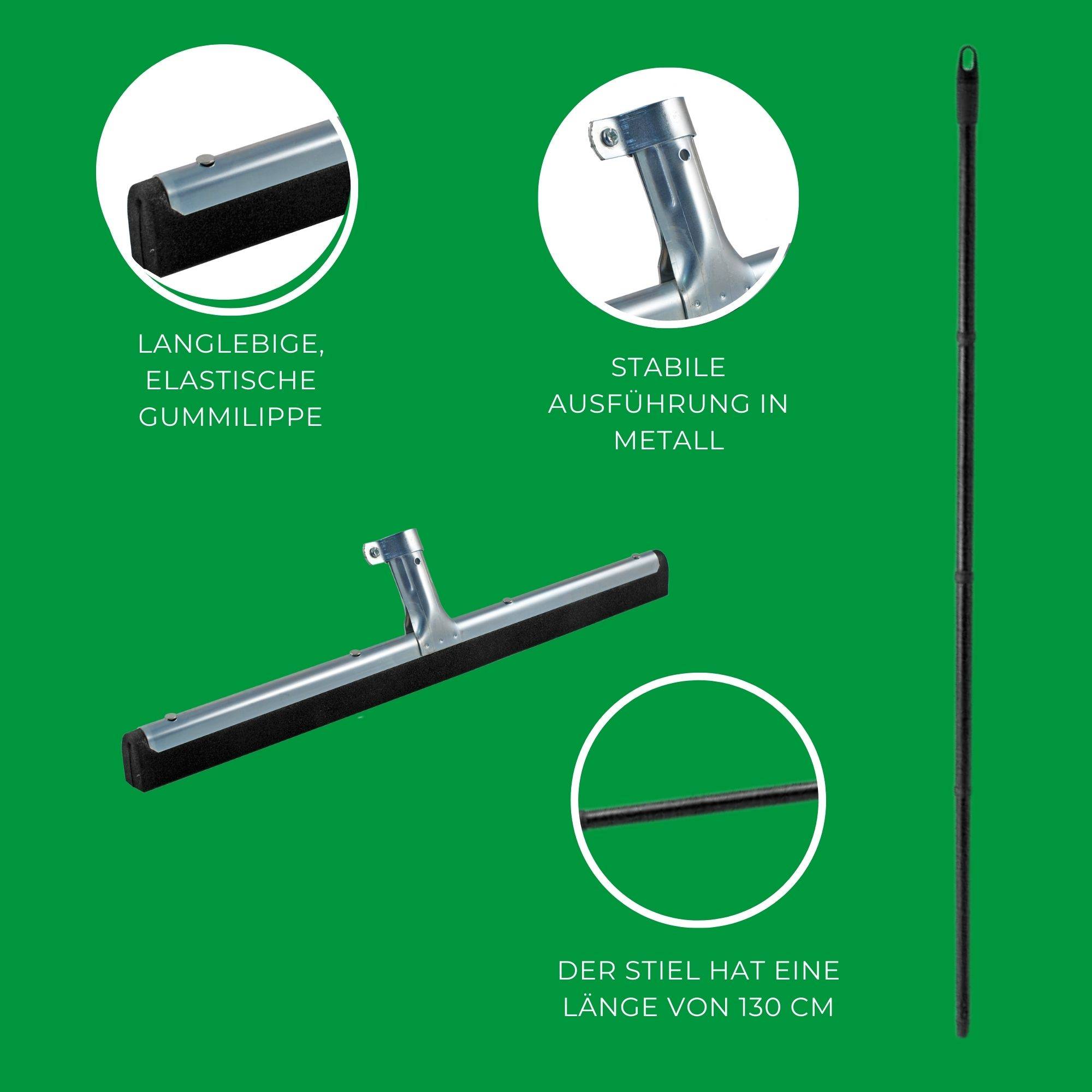 Novaliv 2x Wasserabzieher 60cm Boden mit Stiel Wasserschieber Dusche Bodenabzieher Gummiabzieher Auto Fenster Pool Badabzieher Dusche Edelstahl XXL