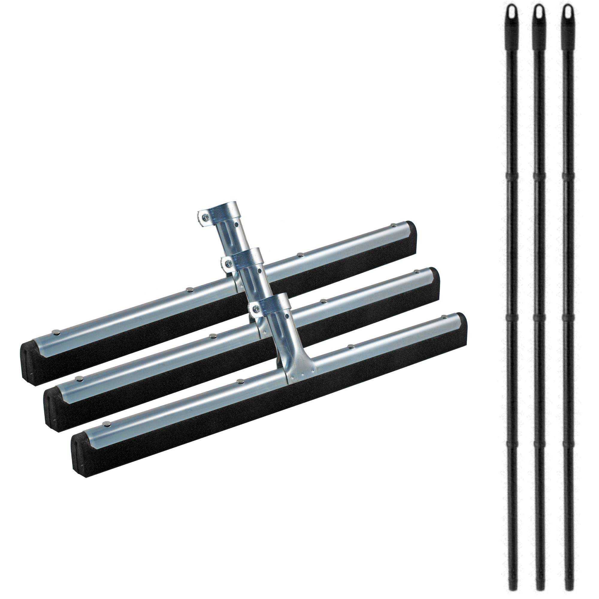 Novaliv 3x 60cm Badabzieher mit Stiel Dusche Edelstahl Badabzieher Dusche Edelstahl XXL breit Fliesen Wasser Abzieher Schieber für Boden