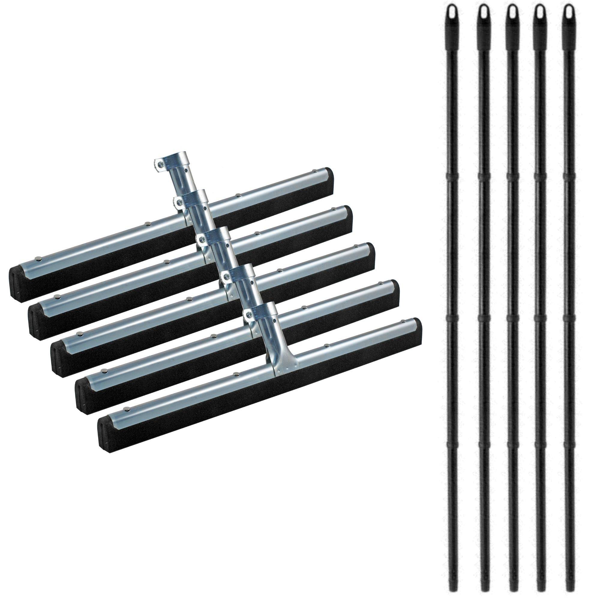 Novaliv 5x Wasserabzieher 60cm Boden Dusche Auto mit 130 cm Stiel Duschabzieher Abzieher Dusche Boden Abzieher Fenster Profi Wasserschieber