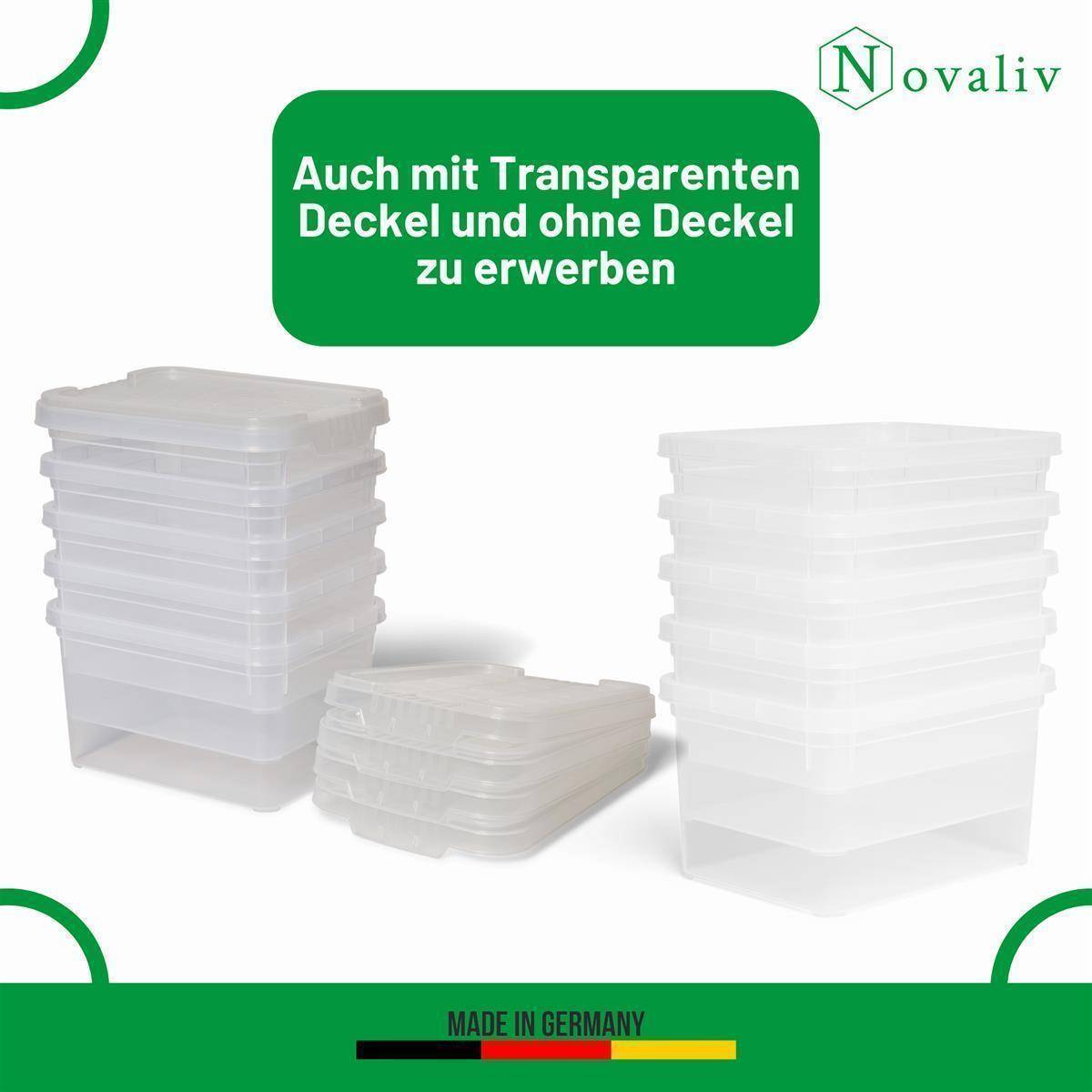 Novaliv 6x Aufbewahrungsboxen mit Deckel klein 2 L Anthrazit Nestbar stapelbare Plastikboxen mit Clipverschluss Kunststoff BPA-frei 19 x 14 x 11 cm