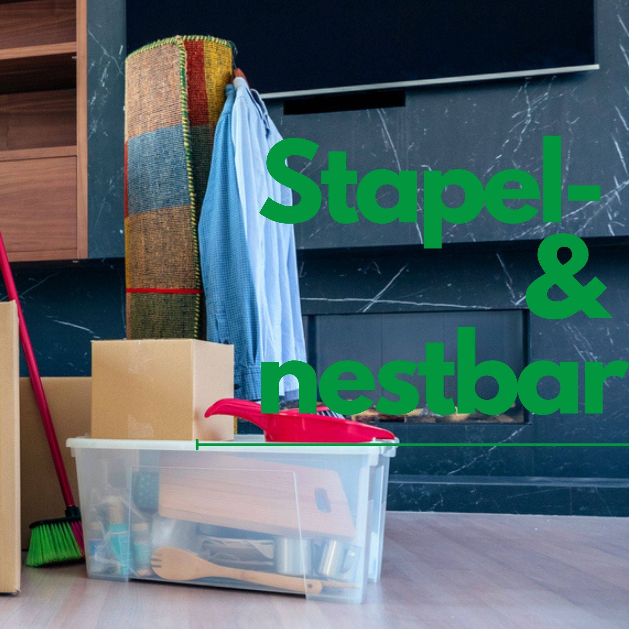 Novaliv 12x Aufbewahrungsboxen mit Deckel 27L transparente Nestbar stapelbare Storage boxes mit Clipverschluss Kunststoffbox BPA-frei 46,5x36,5x24