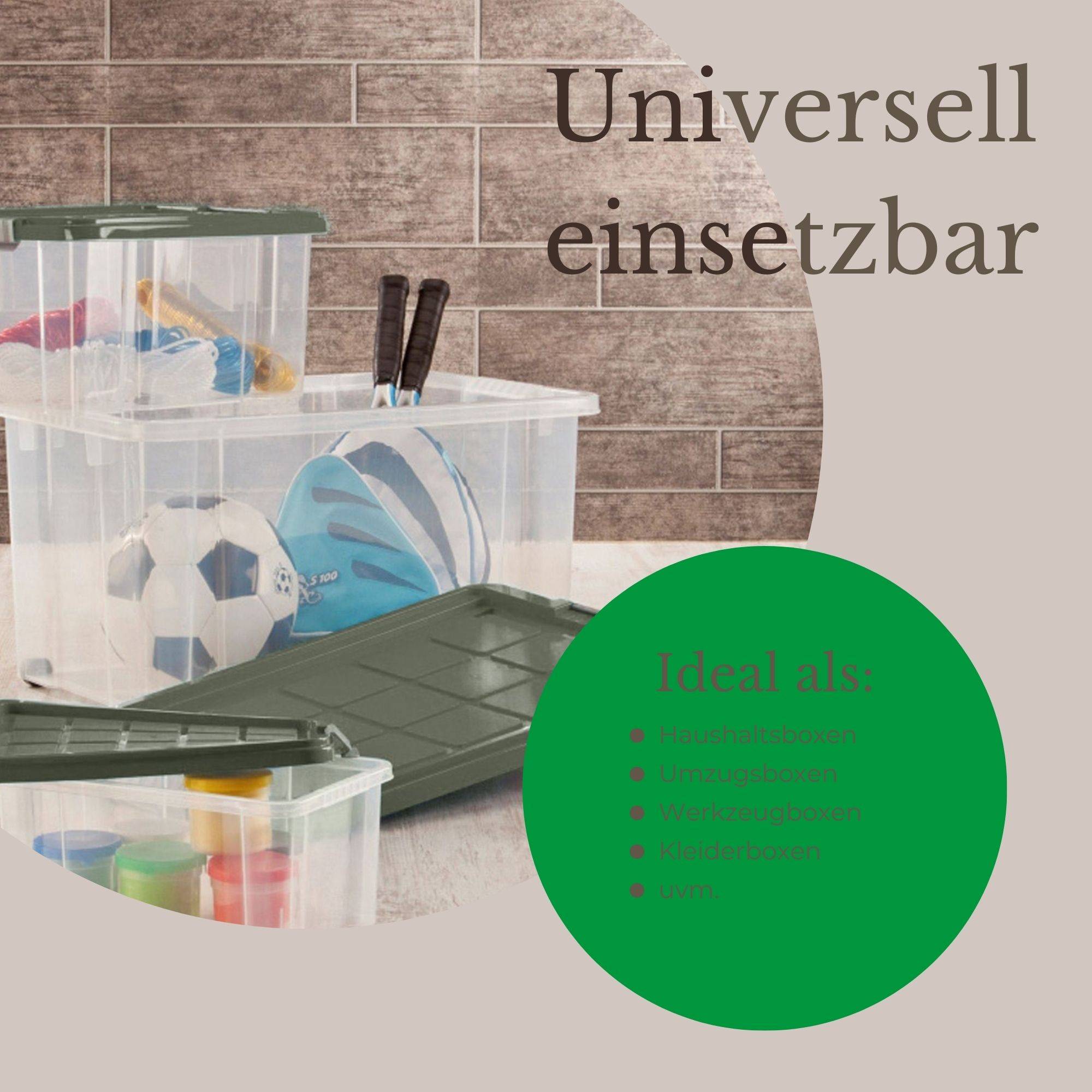Novaliv 6x Aufbewahrungsboxen mit Deckel Groß 45L transparente Nestbar stapelbar mit Clipverschluss Rollboxen Kunststoff BPA-frei 61x40x26 cm