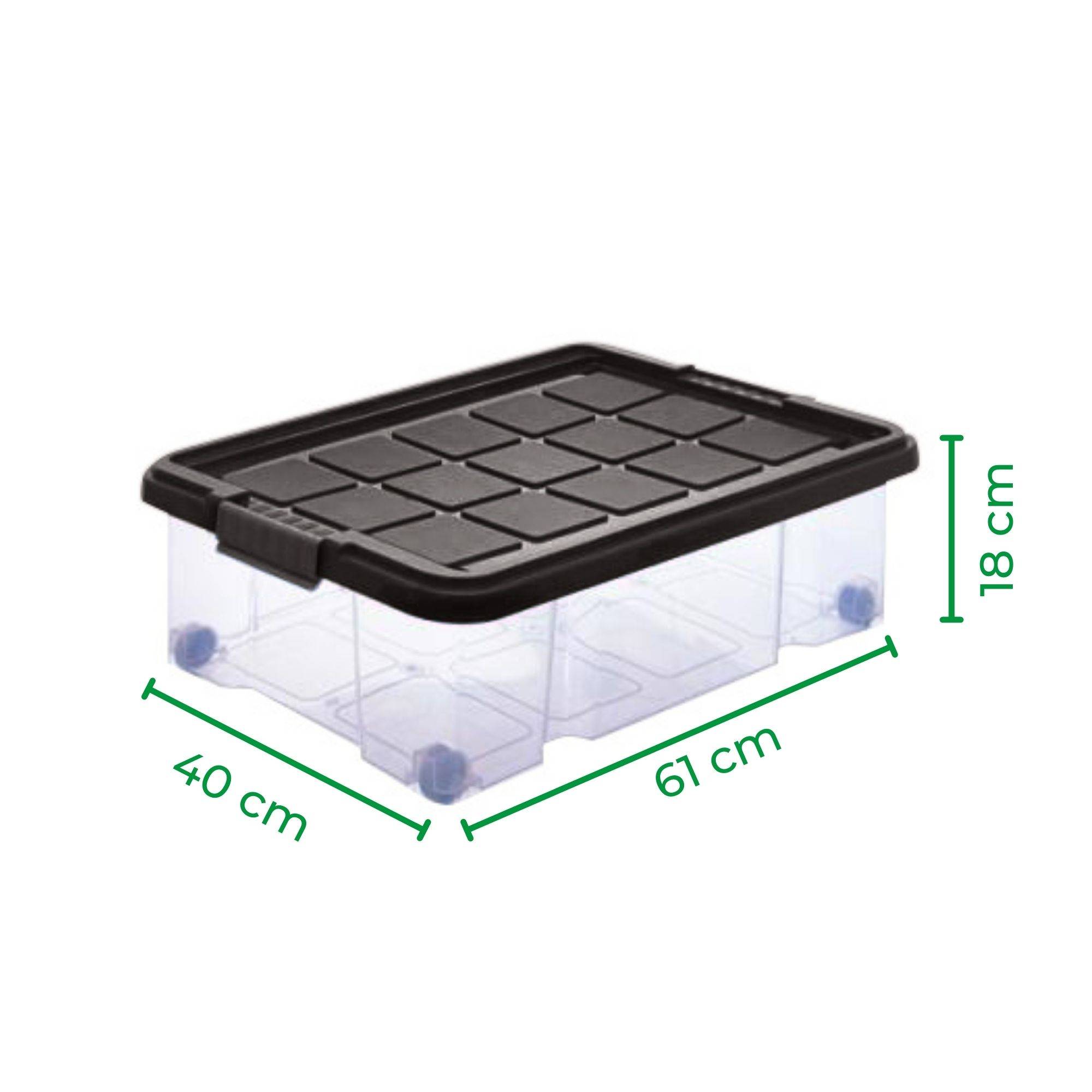 Novaliv 4 tlg Sparset Aufbewahrungsbox mit Deckel Transparent 2x 55 L + 2x 28 L Nestbar stapelbar Clipverschluss Rollboxen BPA-frei