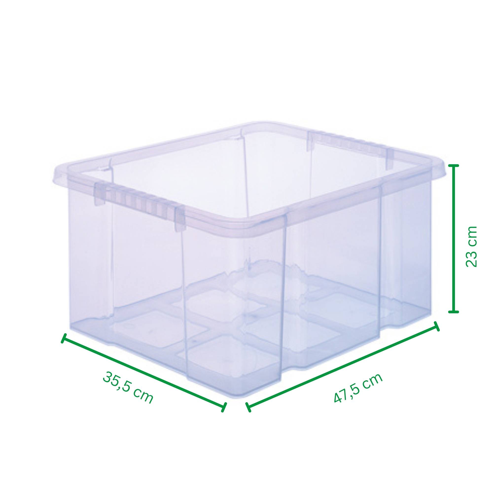 Novaliv 4x Aufbewahrungsboxen mit Deckel 27L transparente Nestbar stapelbare Storage boxes mit Clipverschluss Kunststoffbox BPA-frei 46,5x36,5x24 cm