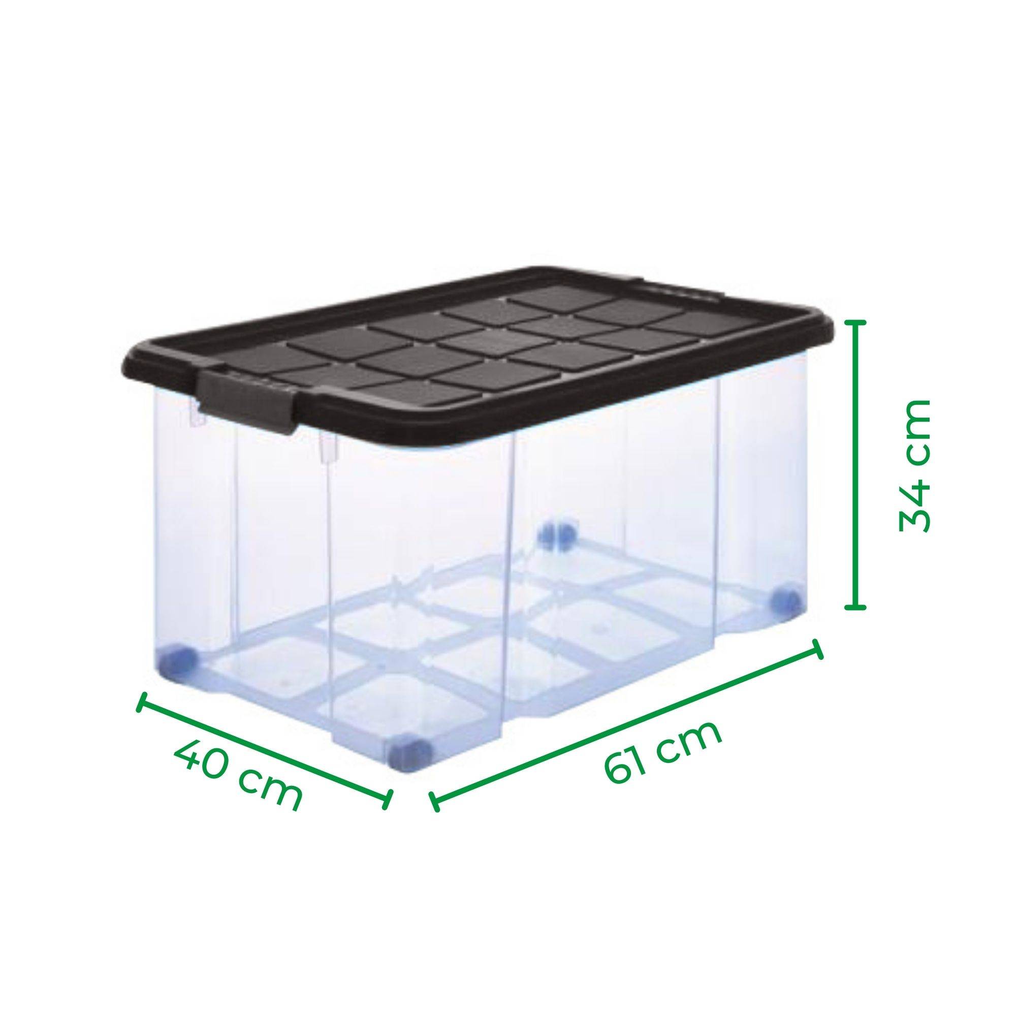 Novaliv 4x Aufbewahrungsboxen mit Deckel Groß 55L transparente Nestbar stapelbar mit Clipverschluss Rollboxen Kunststoff BPA-frei 61x40x32,5 cm