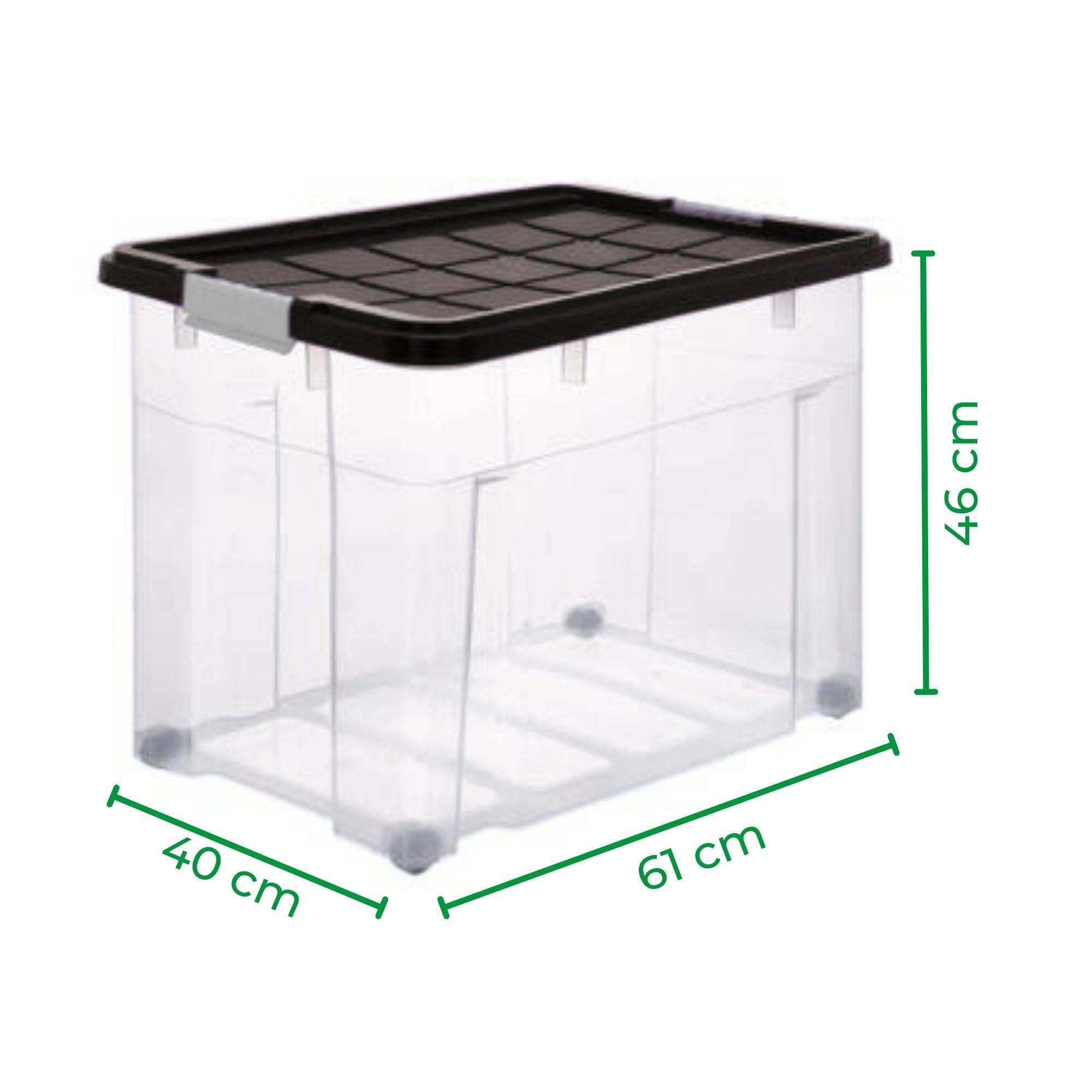 Novaliv 5 tlg Sparset Aufbewahrungsboxen mit Deckel Transparent 1x80 L + 4x 15L Nestbar stapelbar Clipverschluss Rollboxen BPA-frei