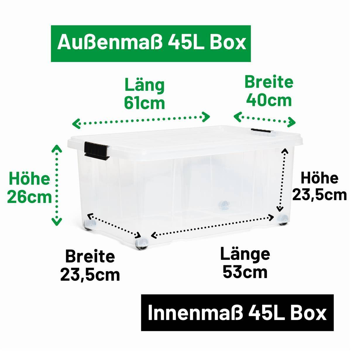 Novaliv Aufbewahrungsbox mit Deckel Groß 45L transparente Nestbar stapelbare Plastikbox mit Clipverschluss Eurobox mit Deckel BPA-frei 61x40x26 cm