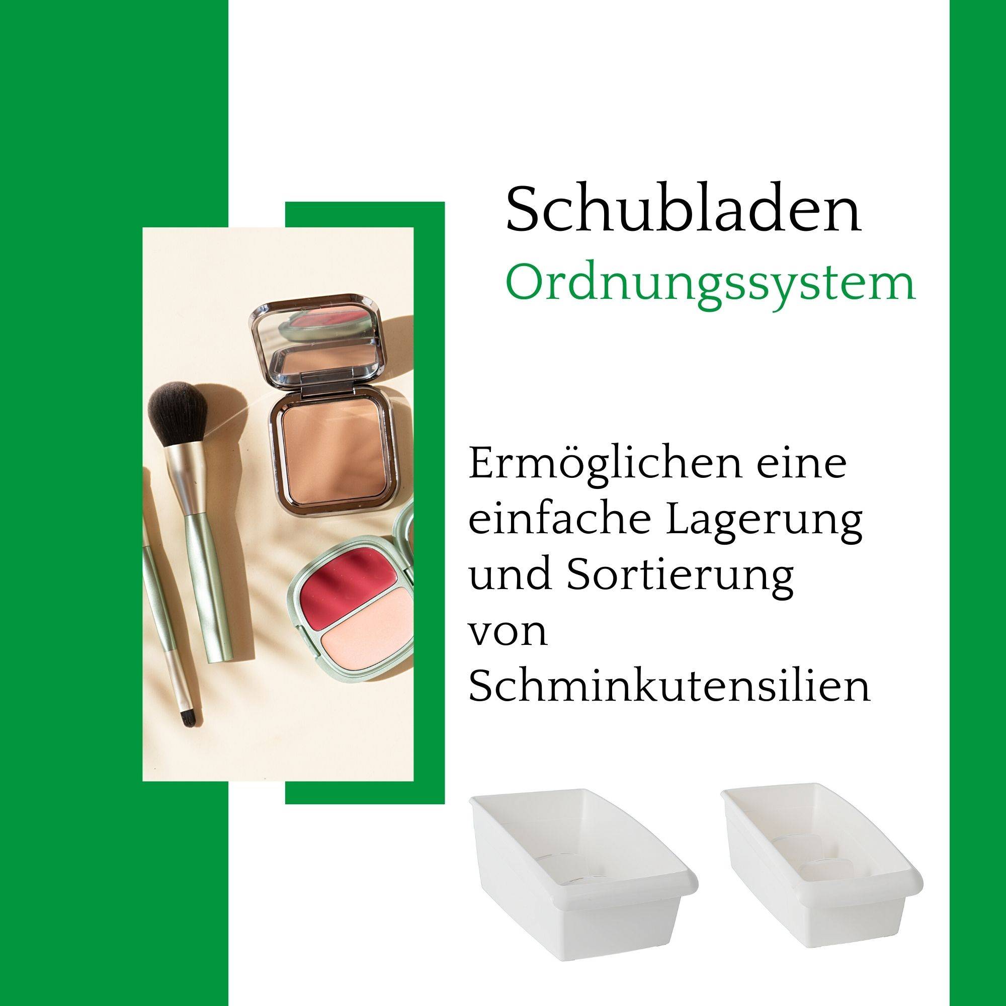 Novaliv Kosmetik Organizer klein Schubladen Organizer Badezimmer - 25 x 12 cm WEISS Make-up Pinselhalter – Aufbewahrung für Schminkpinsel Eyeliner