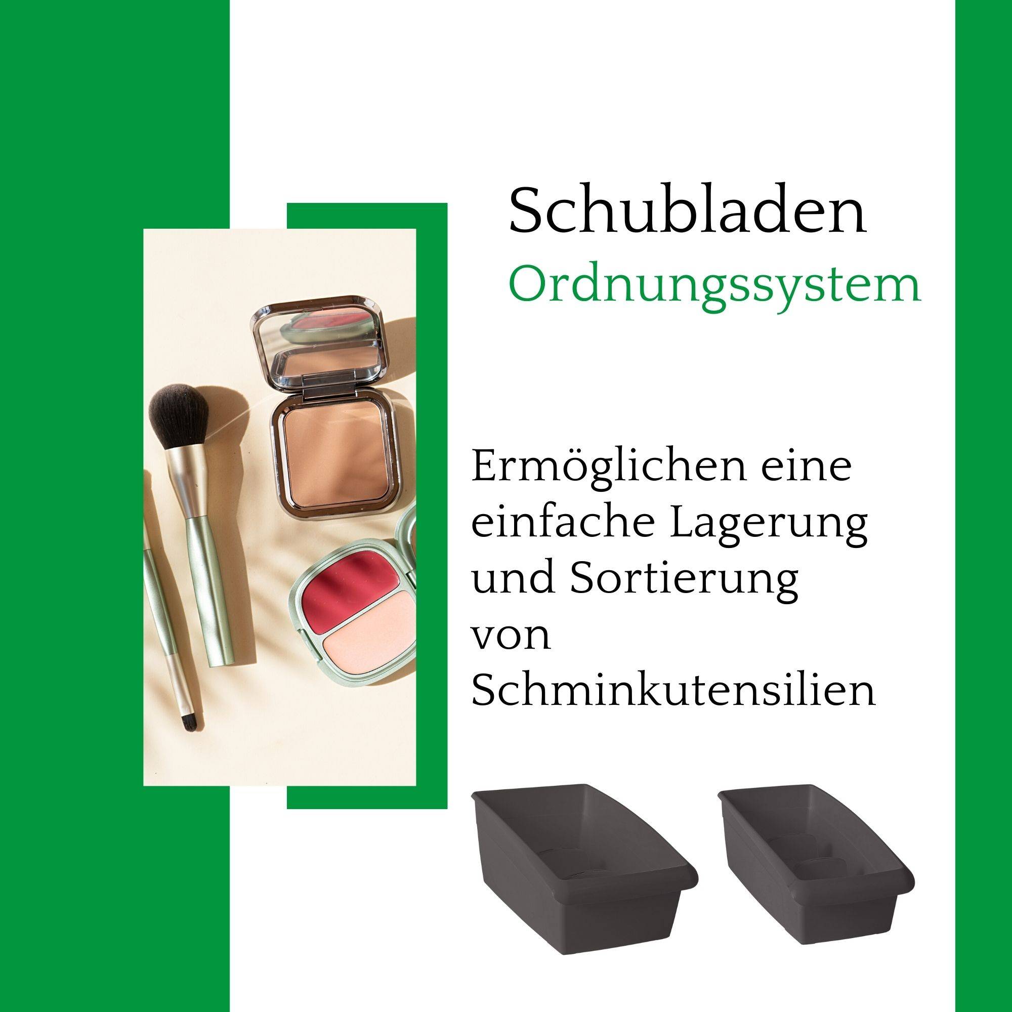 Novaliv 4x Kosmetik Organizer groß Schubladen Organizer Badezimmer - 25 x 16 cm ANTHRAZIT GRAU Make-up Pinselhalter – Aufbewahrung für Schminkpins