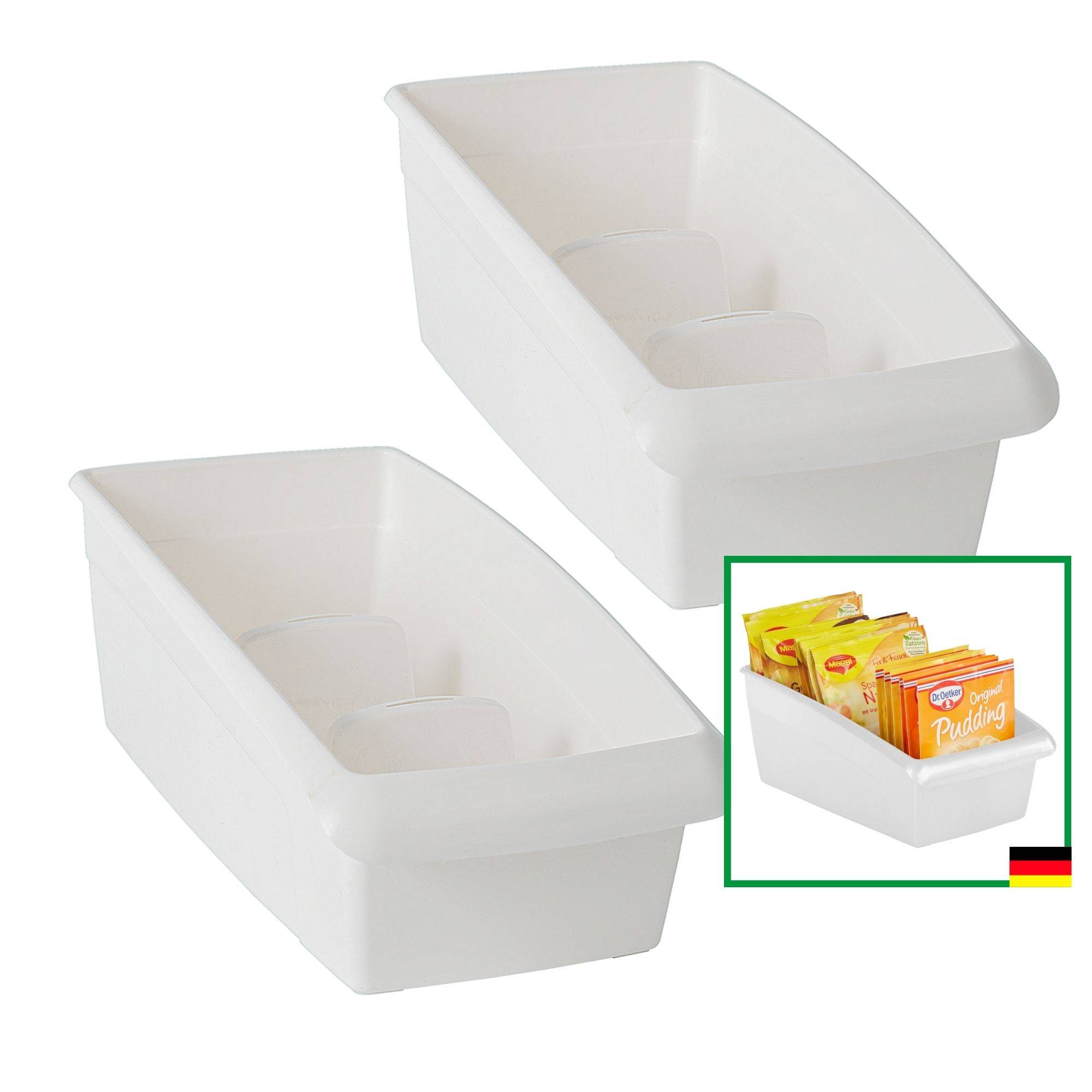 Novaliv Suppentütenbox klein 2er Set Schubladen Organizer Küche - 25 x 12 cm WEISS Gewürzaufbewahrung Box - Ordnungssystem für Schubladen - Aufbew