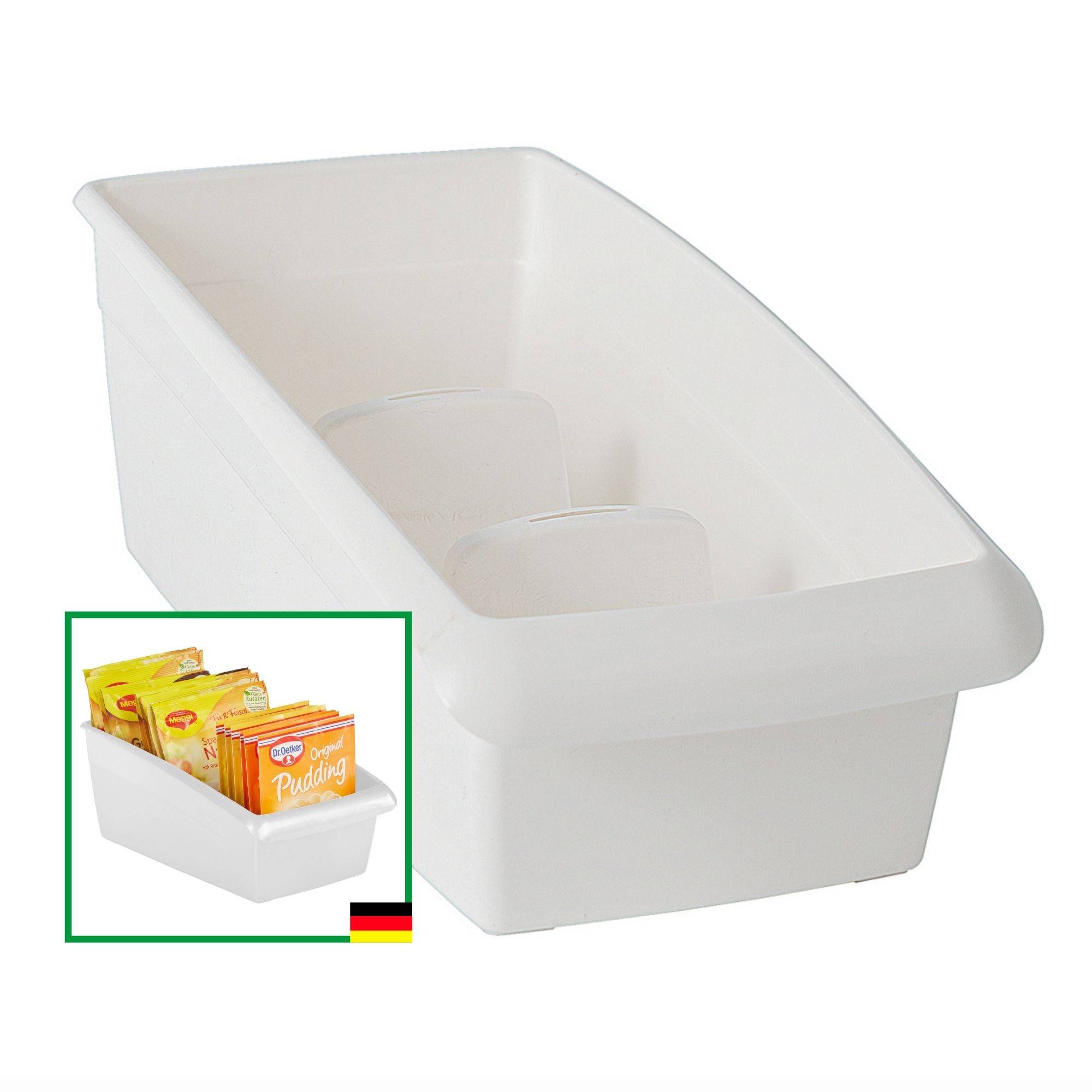 Novaliv Suppentütenbox groß Schubladen Organizer Küche - 25 x 16 cm WEISS Gewürzaufbewahrung Box - Ordnungssystem für Schubladen - Aufbewahrung &