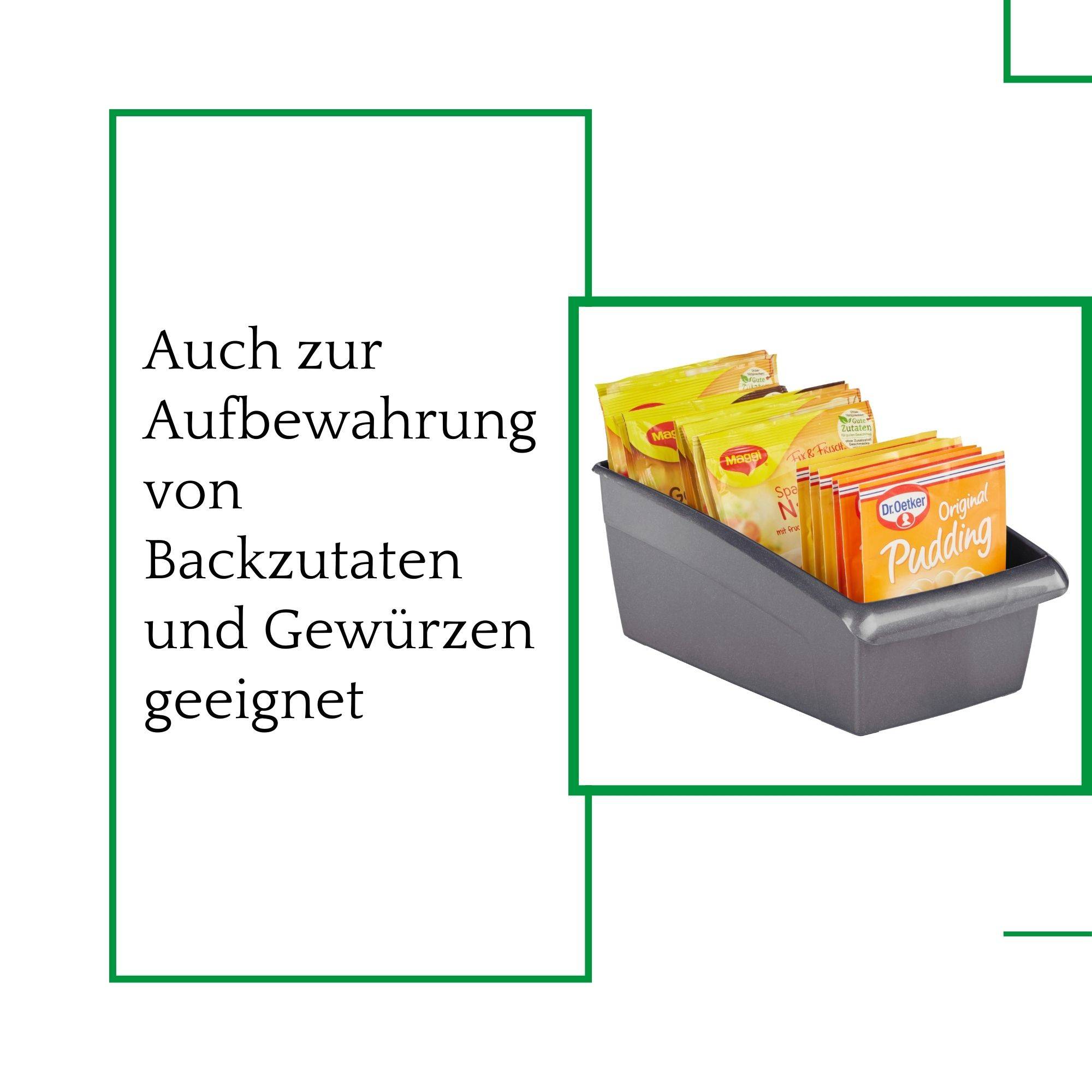 Novaliv Suppentütenbox 4er Sparset Schubladen Organizer Küche - 25 x 16 cm ANTHRAZIT GRAU Gewürzaufbewahrung Box - Ordnungssystem für Schubladen