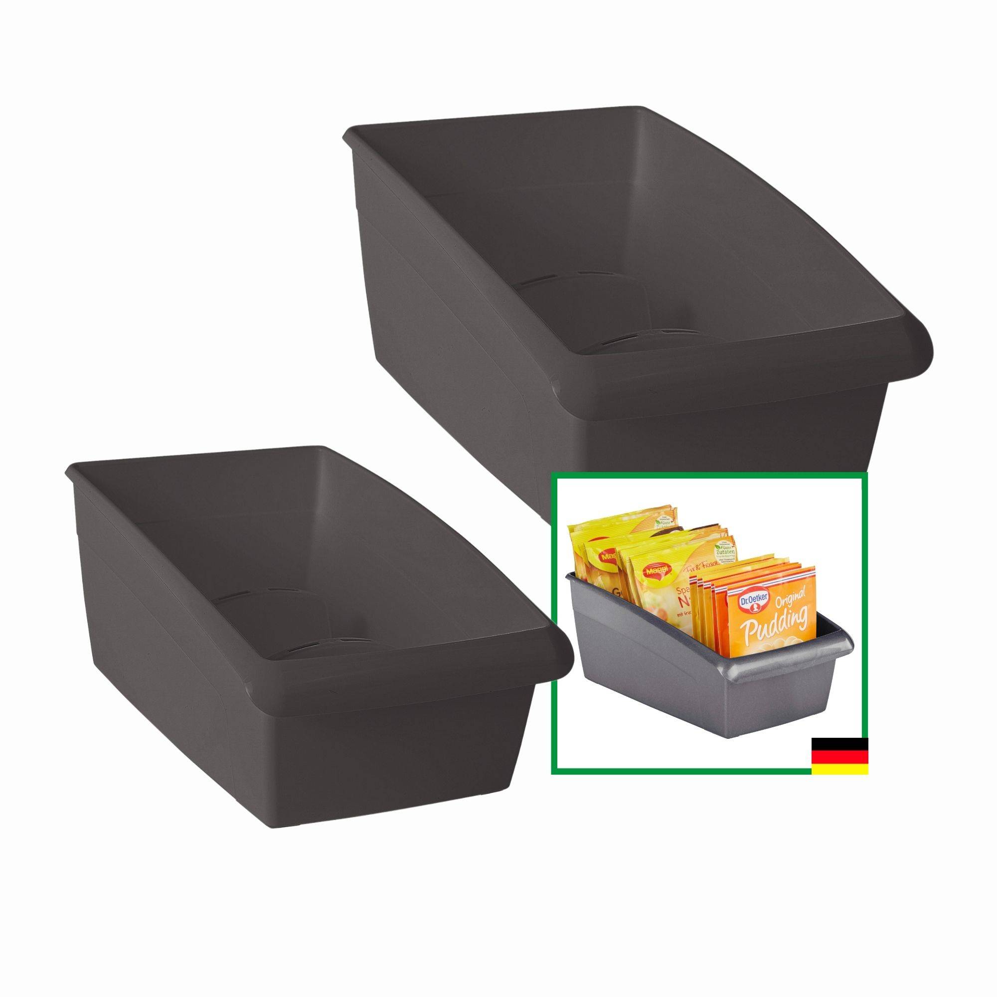 Novaliv Suppentütenboxen Set - 25 x 12 cm und 25 x 16 cm ANTHRAZIT GRAU - Gewürzaufbewahrung Box - Ordnungssystem für Schubladen - Aufbewahrung &