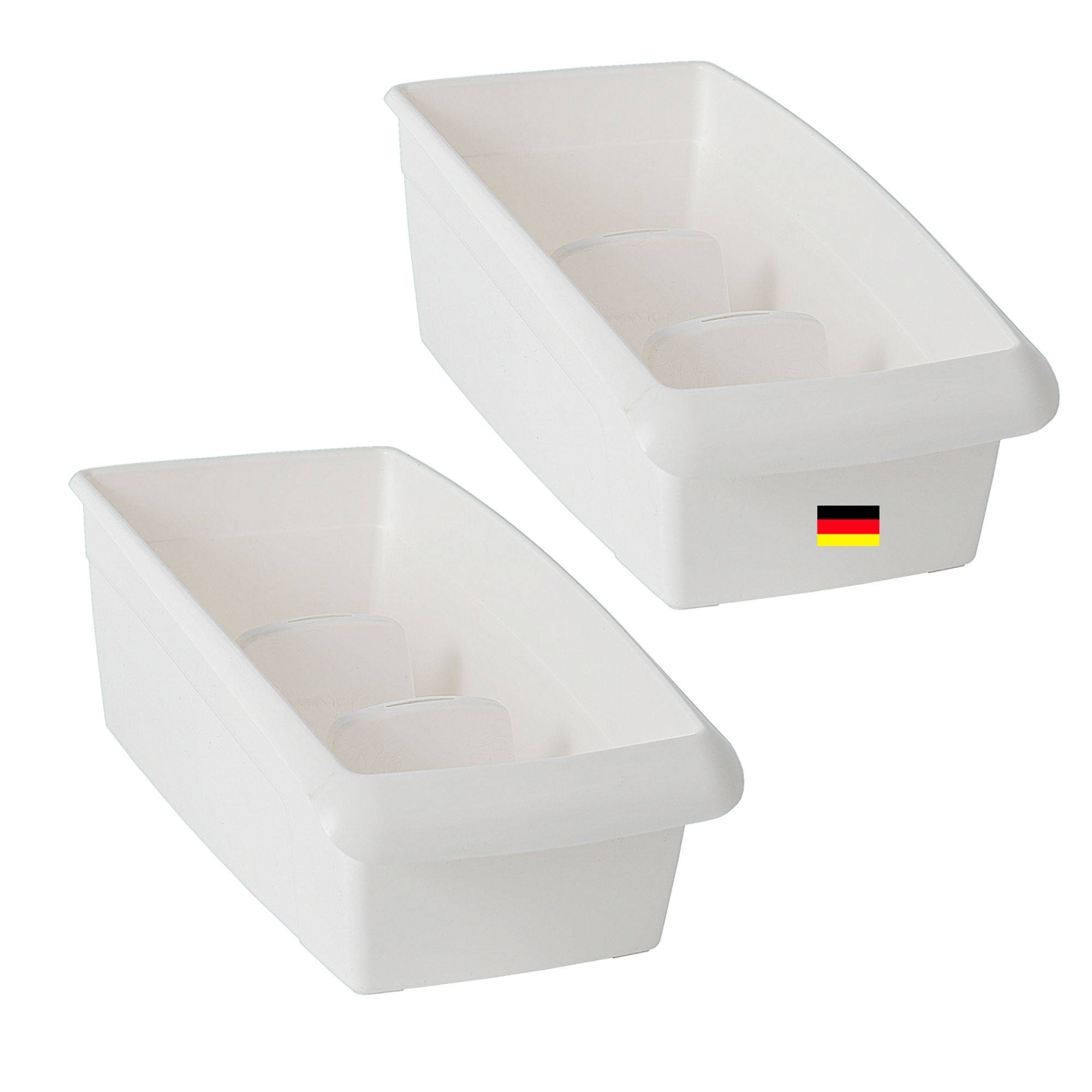 Novaliv 2er Set Kosmetik Organizer klein Schubladen Organizer Badezimmer - 25 x 12 cm WEISS Make-up Pinselhalter – für Schminkpinsel Eyeliner Lippe