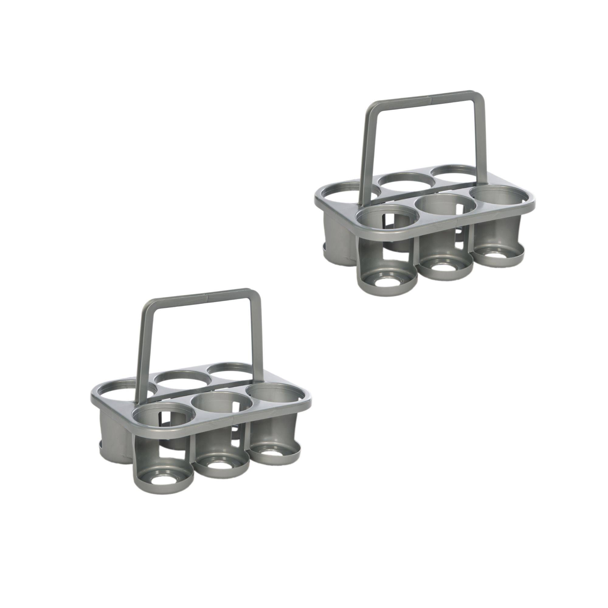 Novaliv 2x Flaschenträger für 12 Flaschen - Stabiler Halt - Getränkekorb Kunststoff, Stapelbar, 32x23x28cm SILBER - Ideal für Küche & Keller Getr