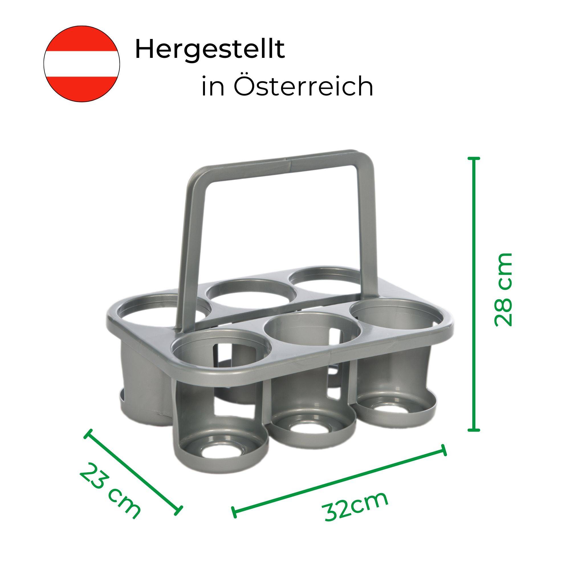 Novaliv 2x Flaschenträger für 12 Flaschen - Stabiler Halt - Getränkekorb Kunststoff, Stapelbar, 32x23x28cm SILBER - Ideal für Küche & Keller Getr
