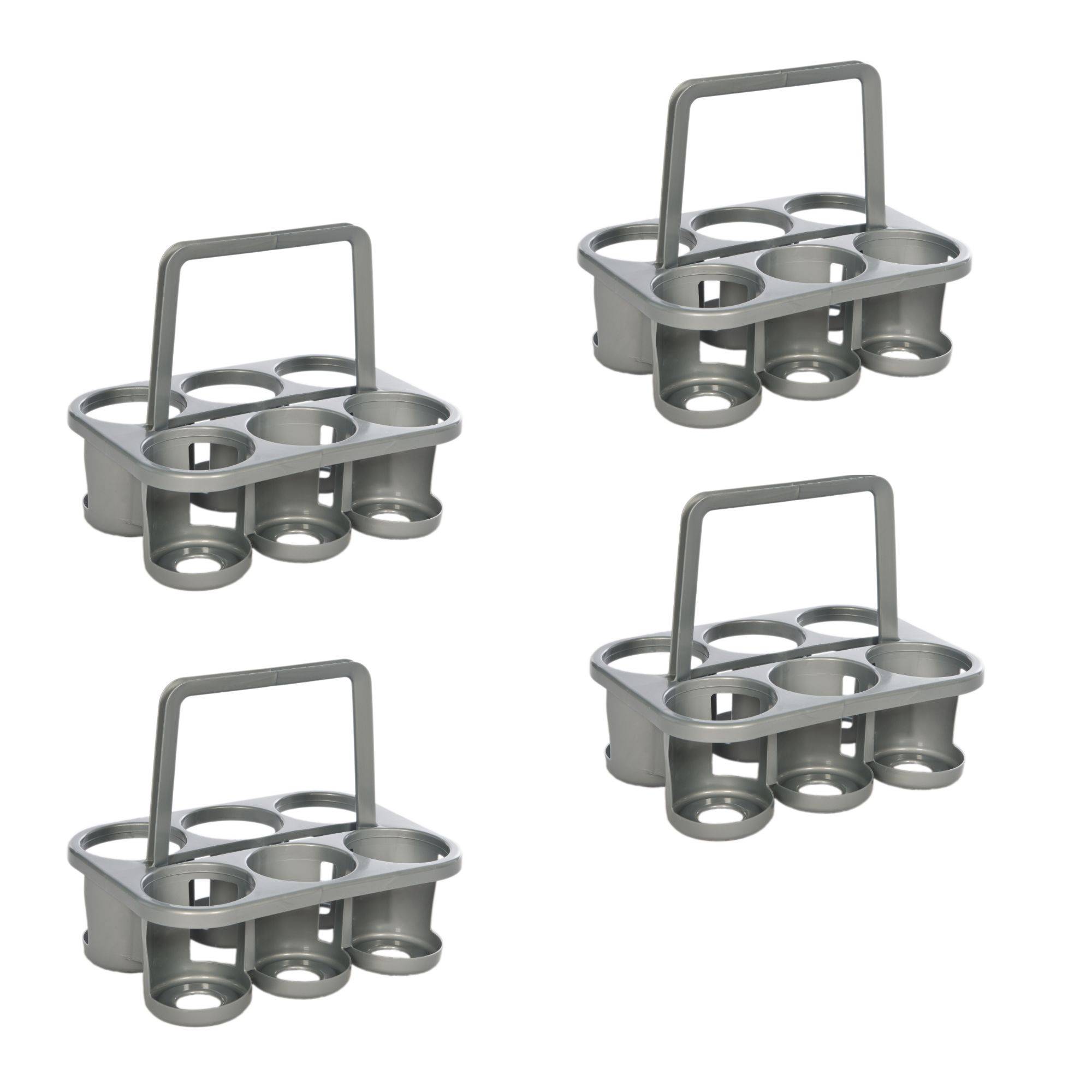 Novaliv 4x Flaschenträger für 24 Flaschen - Stabiler Halt - Getränkekorb Kunststoff, Stapelbar, 32x23x28cm SILBER - Ideal für Küche & Keller Getr