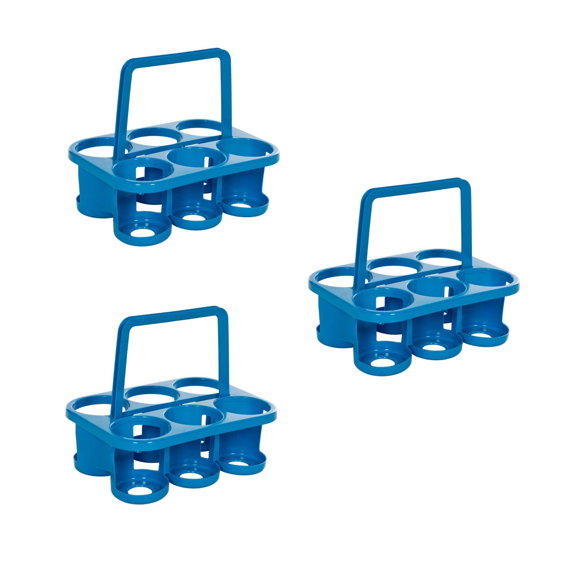 Novaliv 3x Flaschenträger für 18 Flaschen - Stabiler Halt - Getränkekorb Kunststoff, Stapelbar, 32x23x28cm BLAU - Ideal für Küche & Keller Geträ
