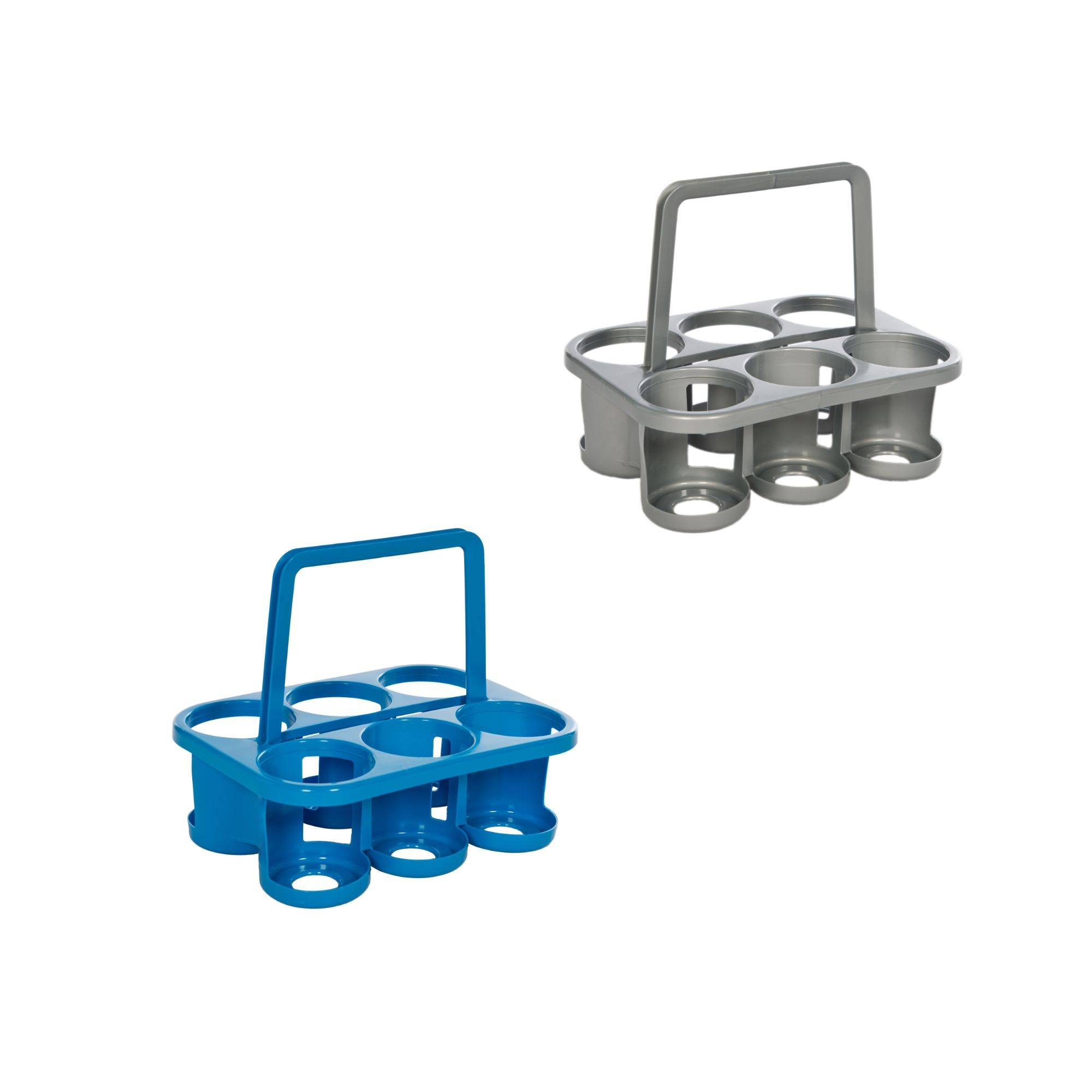 Novaliv 2x Flaschenträger für 12 Flaschen - Stabiler Halt - Getränkekorb Kunststoff, Stapelbar, 32x23x28cm BLAU SILBER- Ideal für Küche & Keller