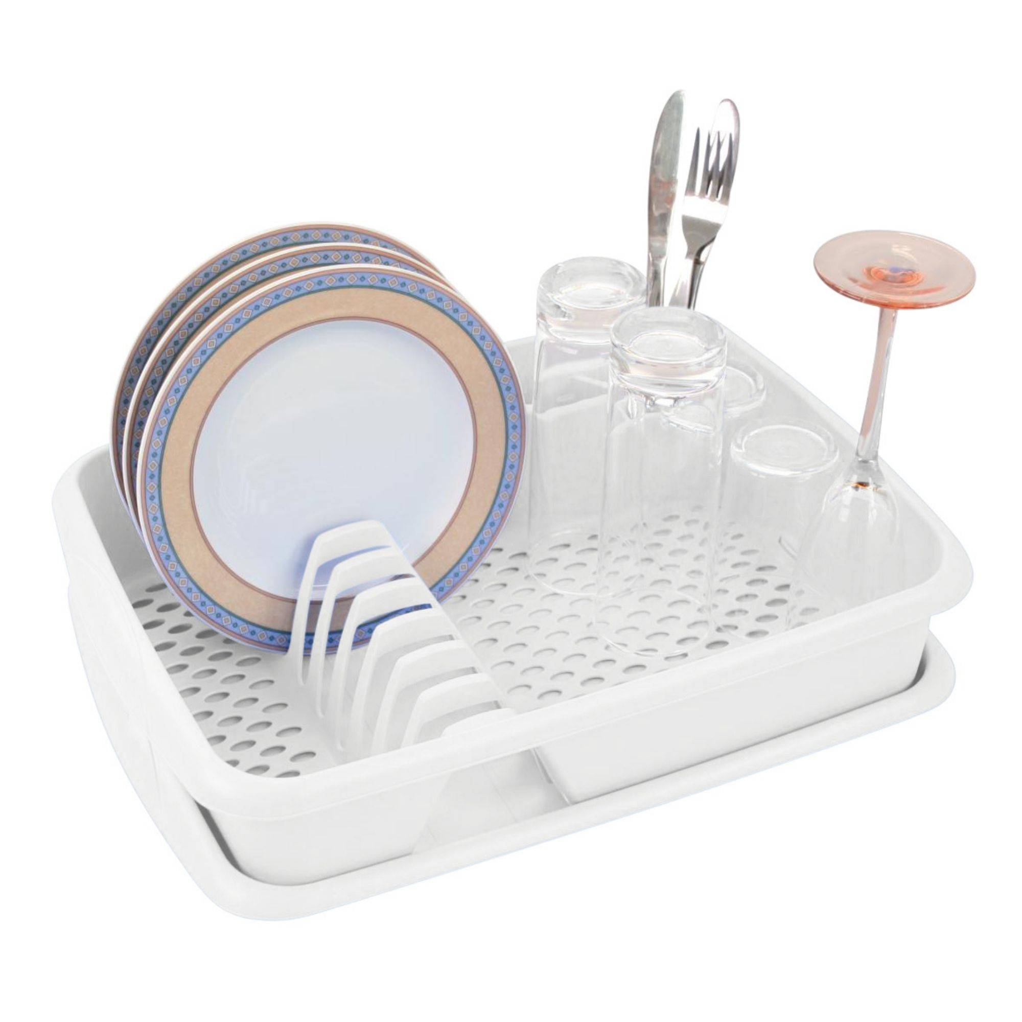 Novaliv Geschirrabtropfgestell mit Abtropfschale WEISS 40 x 30 cm – Abtropfgestell für Waschbecken – Abtropfständer platzsparend für Abwasch Ca