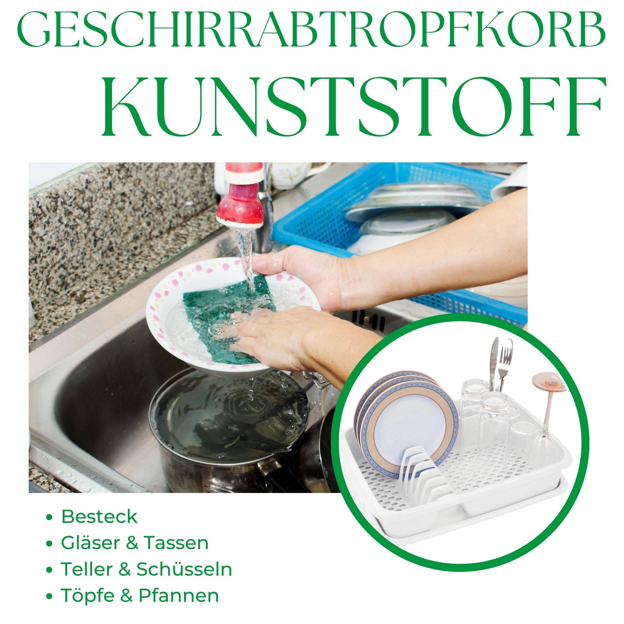 Novaliv Geschirrabtropfgestell mit Abtropfschale WEISS 40 x 30 cm – Abtropfgestell für Waschbecken – Abtropfständer platzsparend für Abwasch Ca