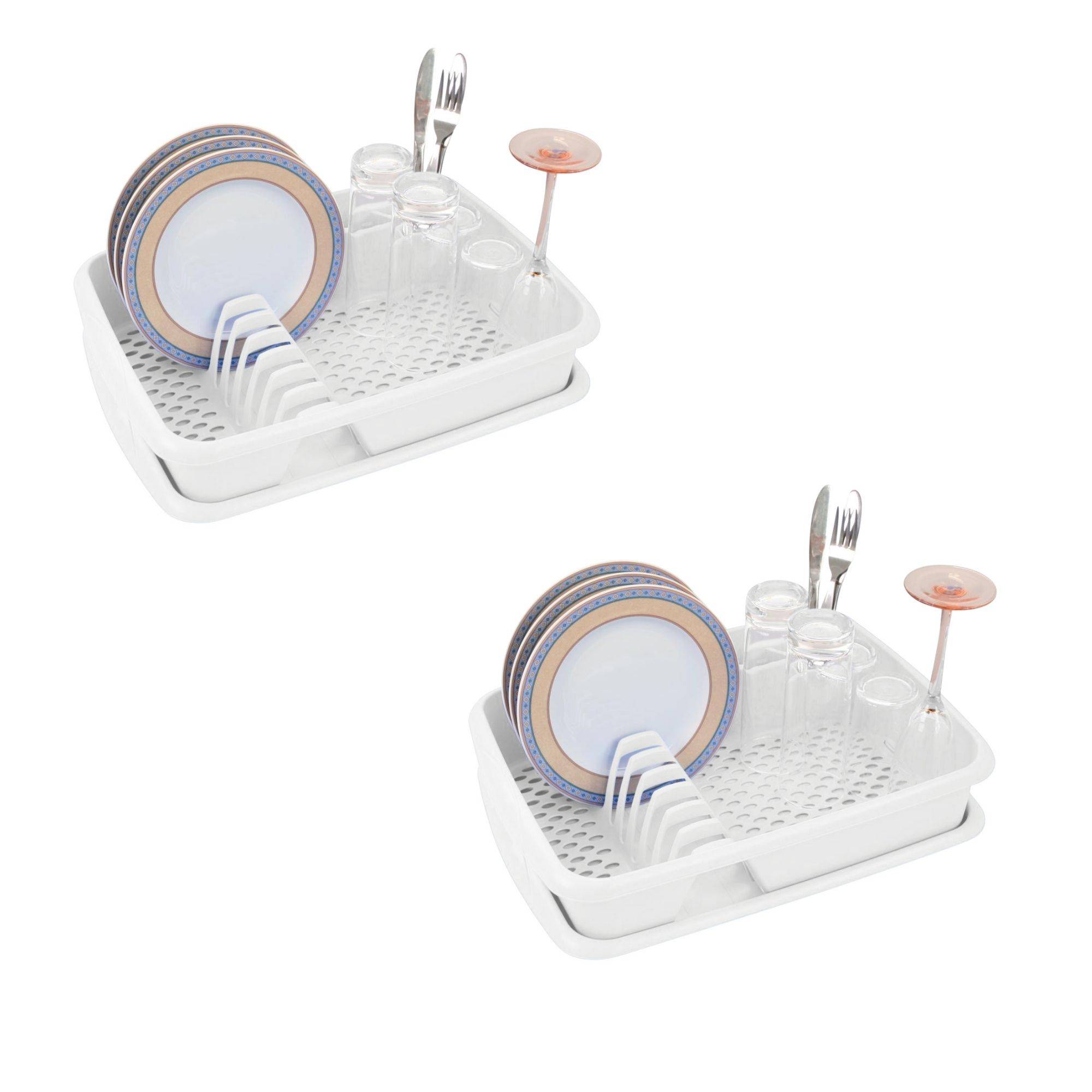Novaliv 2x Geschirrabtropfgestell WEISS 40 x 30 cm inkl. Abtropfschale – Abtropfgestell für Küche & kleines Waschbecken – für Abwasch von Gesch