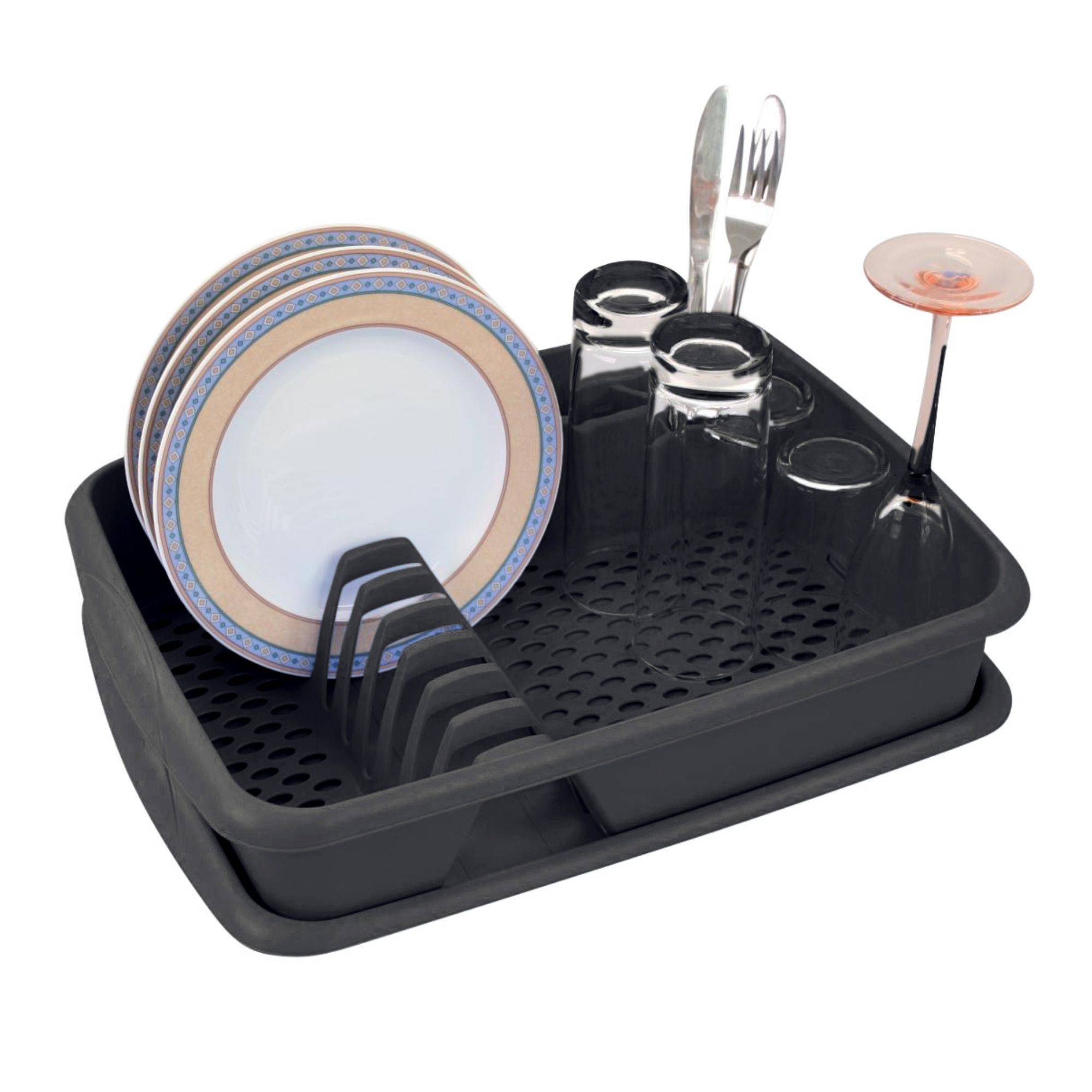 Novaliv Geschirrabtropfgestell mit Abtropfschale ANTHRAZIT GRAU 40 x 30 cm – Abtropfgestell für Waschbecken – Abtropfständer platzsparend für A