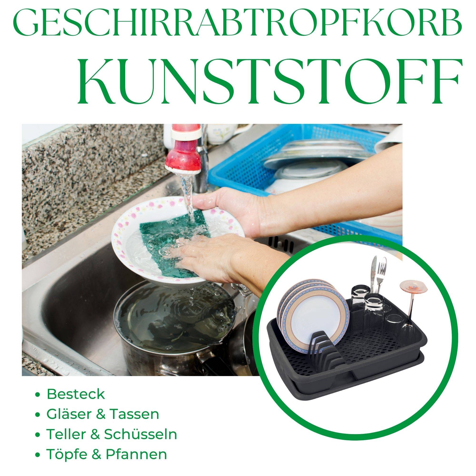 Novaliv Geschirrabtropfgestell mit Abtropfschale ANTHRAZIT GRAU 40 x 30 cm – Abtropfgestell für Waschbecken – Abtropfständer platzsparend für A