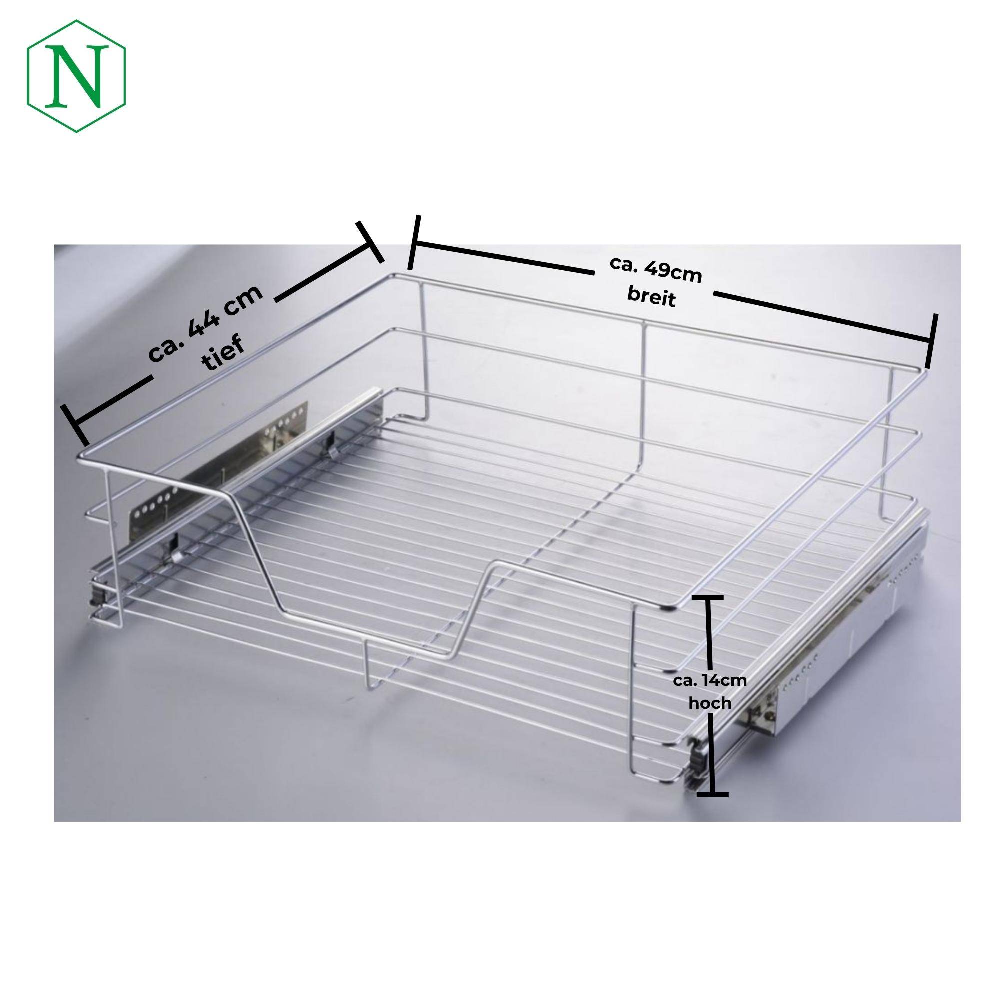 Novaliv Teleskopschublade für Küchen 49x44x14cm Nachrüstbare Lösung für mehr Komfort und Organisation - aus Stahl - Teleskopauszug Schubladen Nac