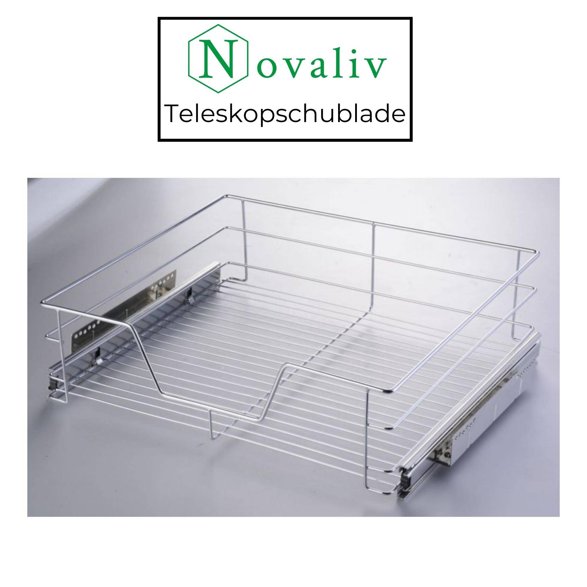 Novaliv Teleskopschublade für Küchen 49x44x14cm Nachrüstbare Lösung für mehr Komfort und Organisation - aus Stahl - Teleskopauszug Schubladen Nac