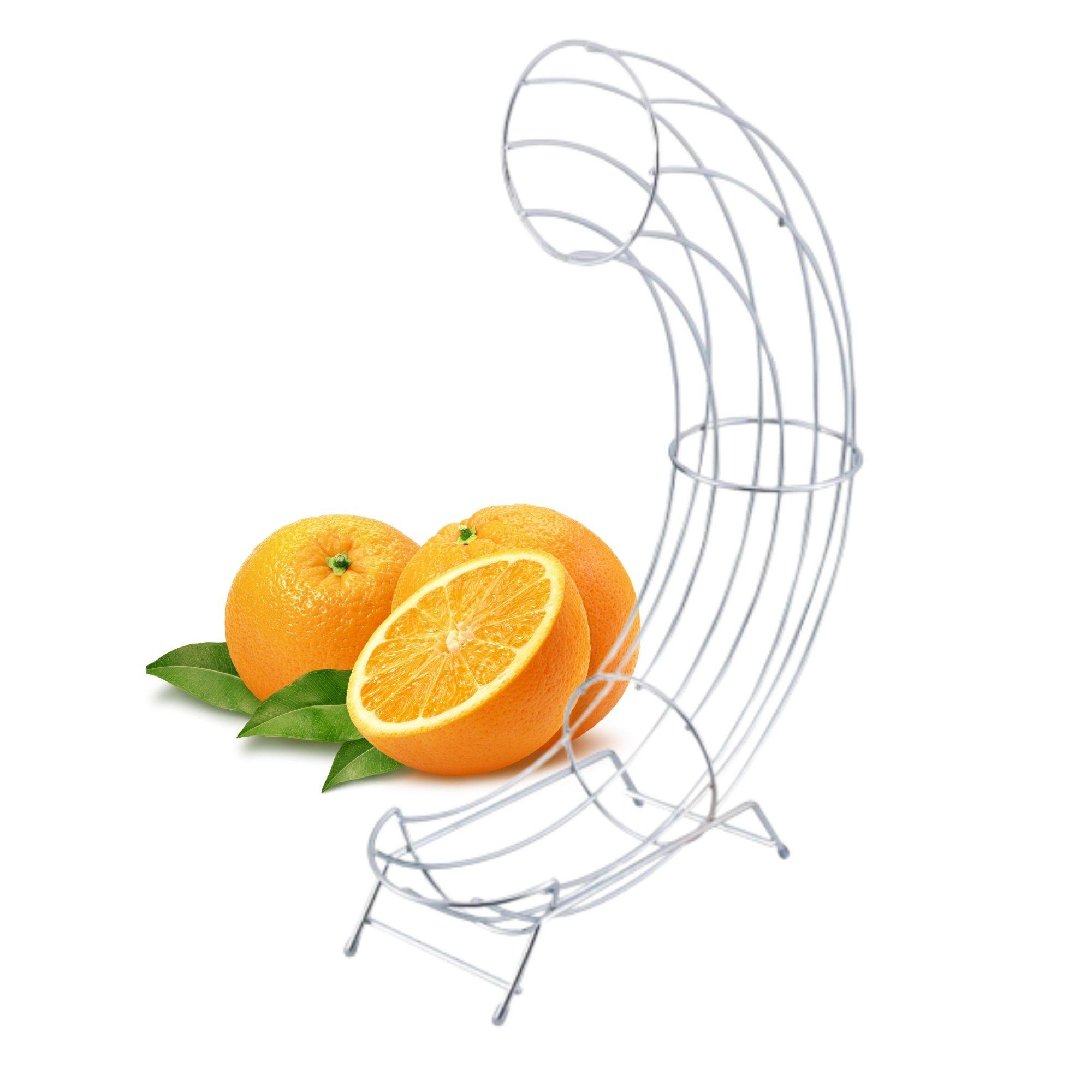 Novaliv 1x Orangenhalter Orangenspender 9x44x32cm aus verchromtem Stahl stilvoll und robust perfekte Alternative für Obstschale Obstspender