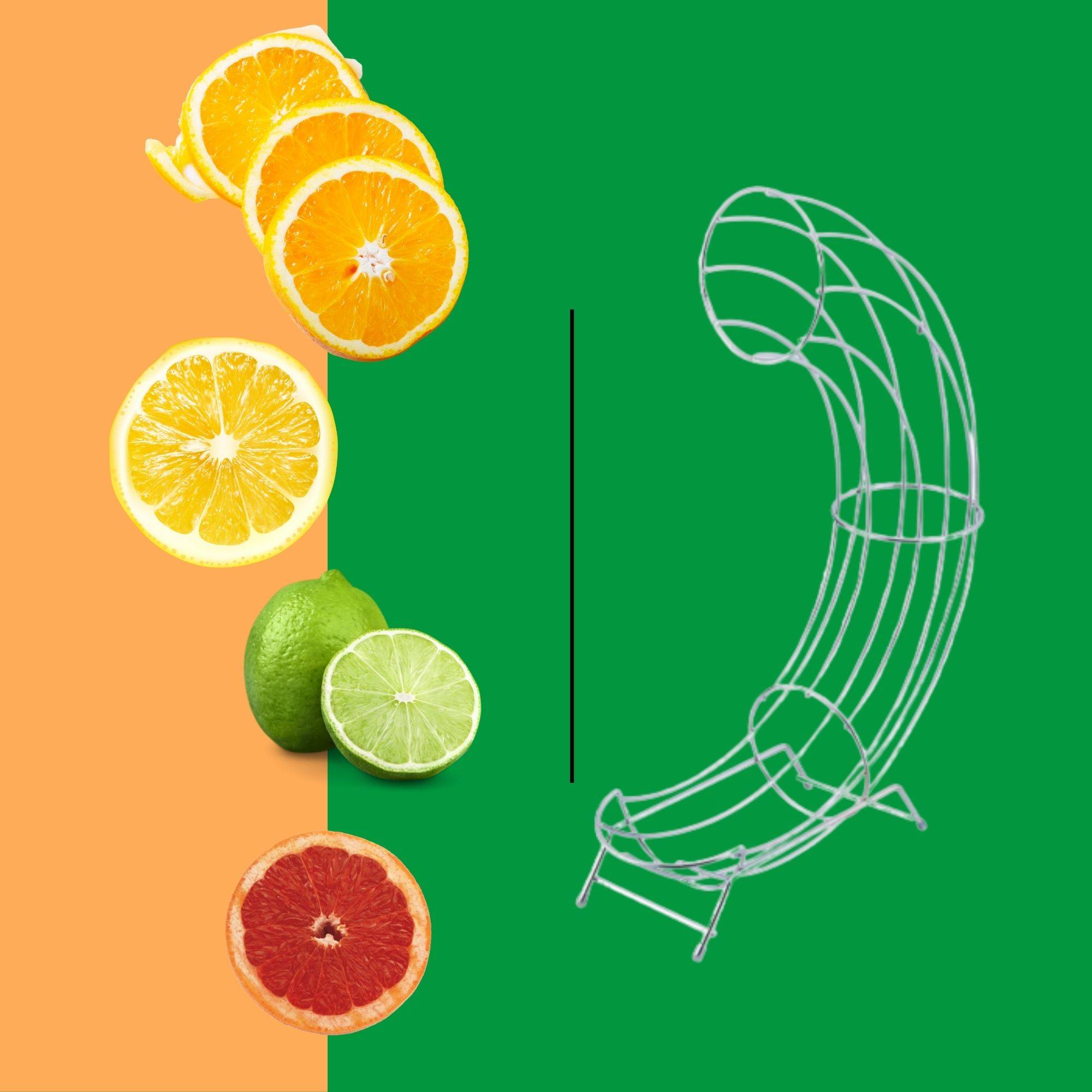 Novaliv 1x Orangenhalter Orangenspender 9x44x32cm aus verchromtem Stahl stilvoll und robust perfekte Alternative für Obstschale Obstspender