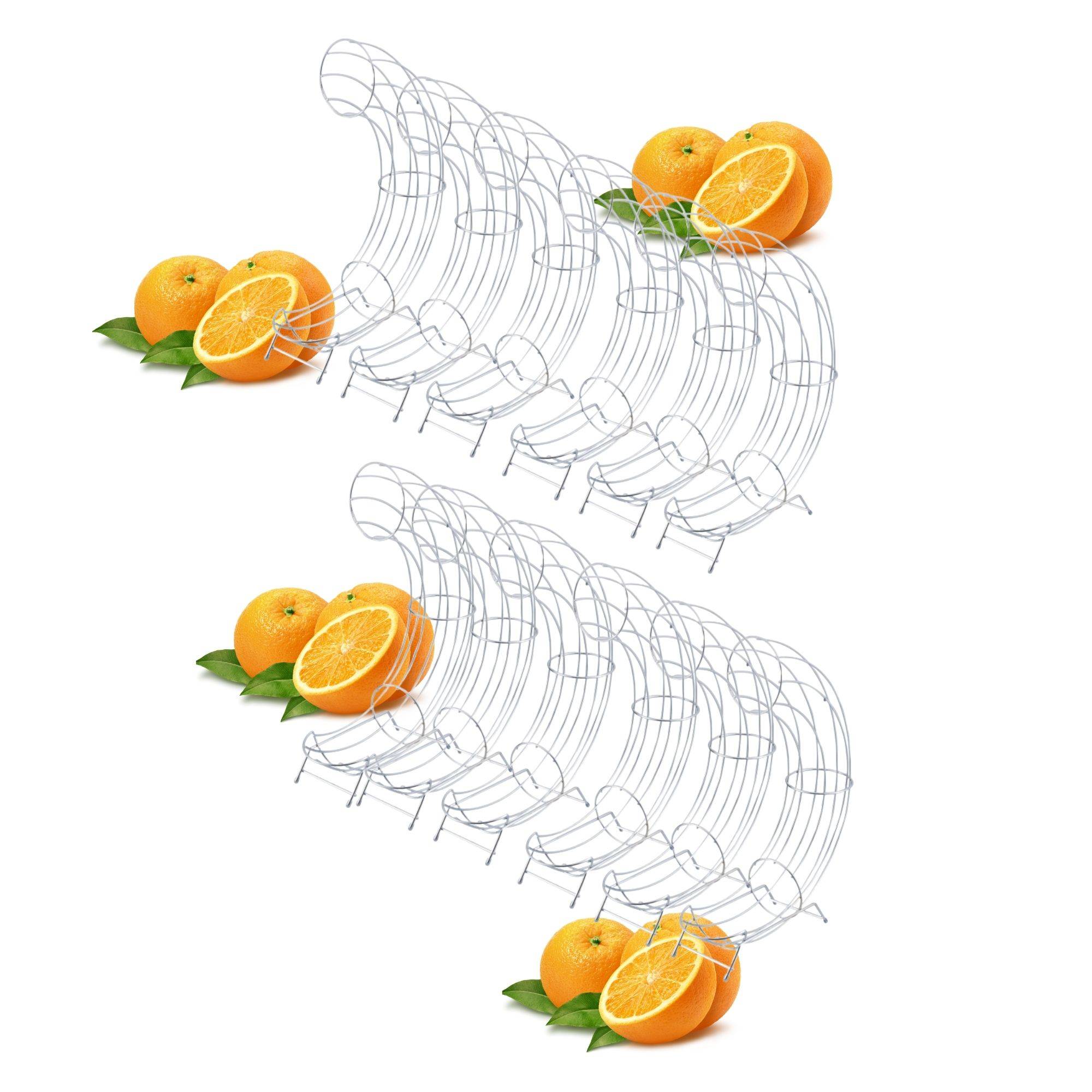 Novaliv 12x praktischer Orangenhalter Obstpender 9x44x32cm aus verchromtem Stahl stilvoll und robust Alternative zur Obstschale Orangenspender