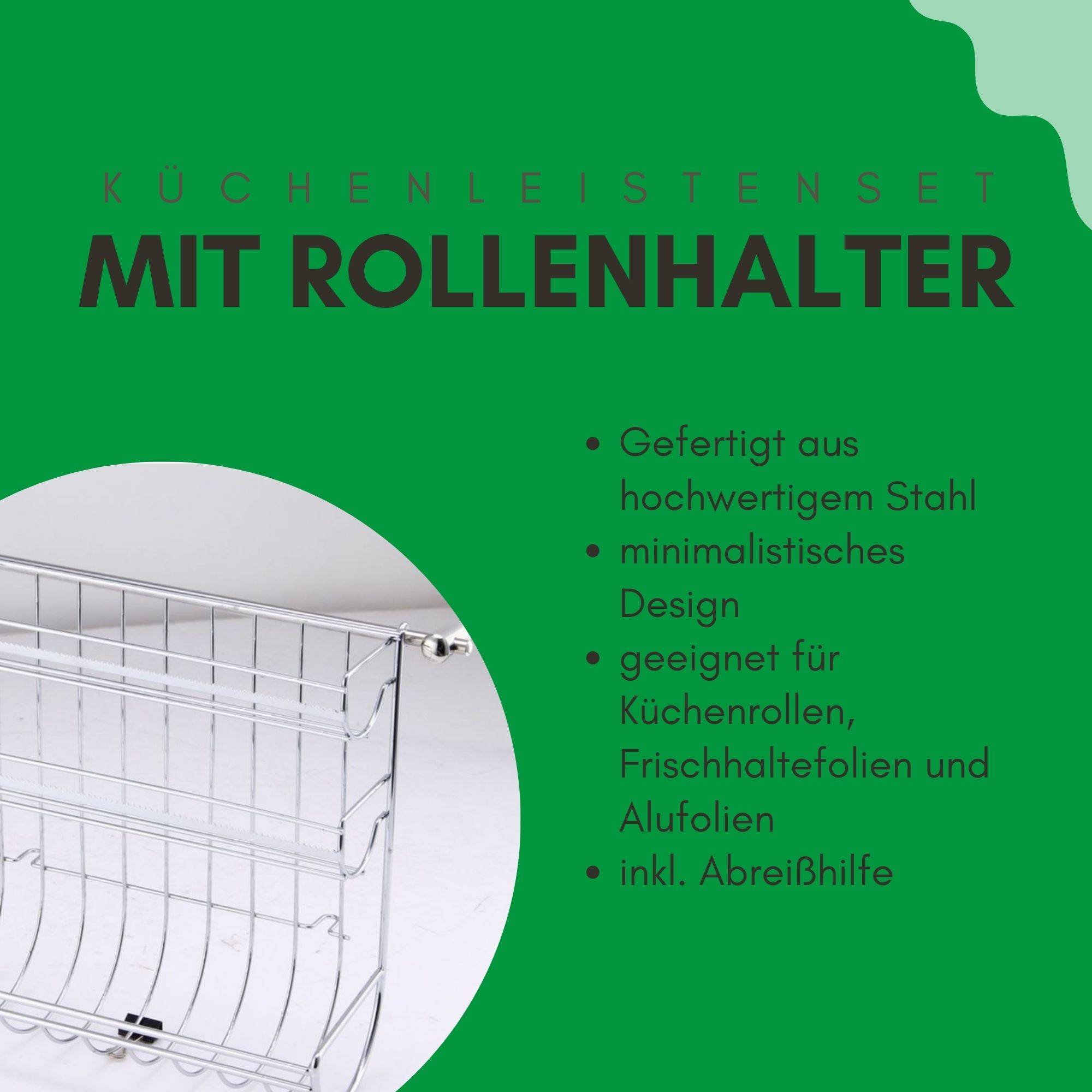 Novaliv 2er Set Küchenleisten Halterung mit Rollenhalter 31x33x17cm Küchenrollenhalter Küchenutensilienhalter Hängeleiste Relingsystem Küchentuch